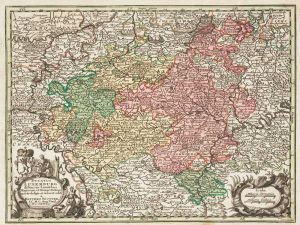 Illustration of Seutter's small version map of Luxembourg in Atlas Minor