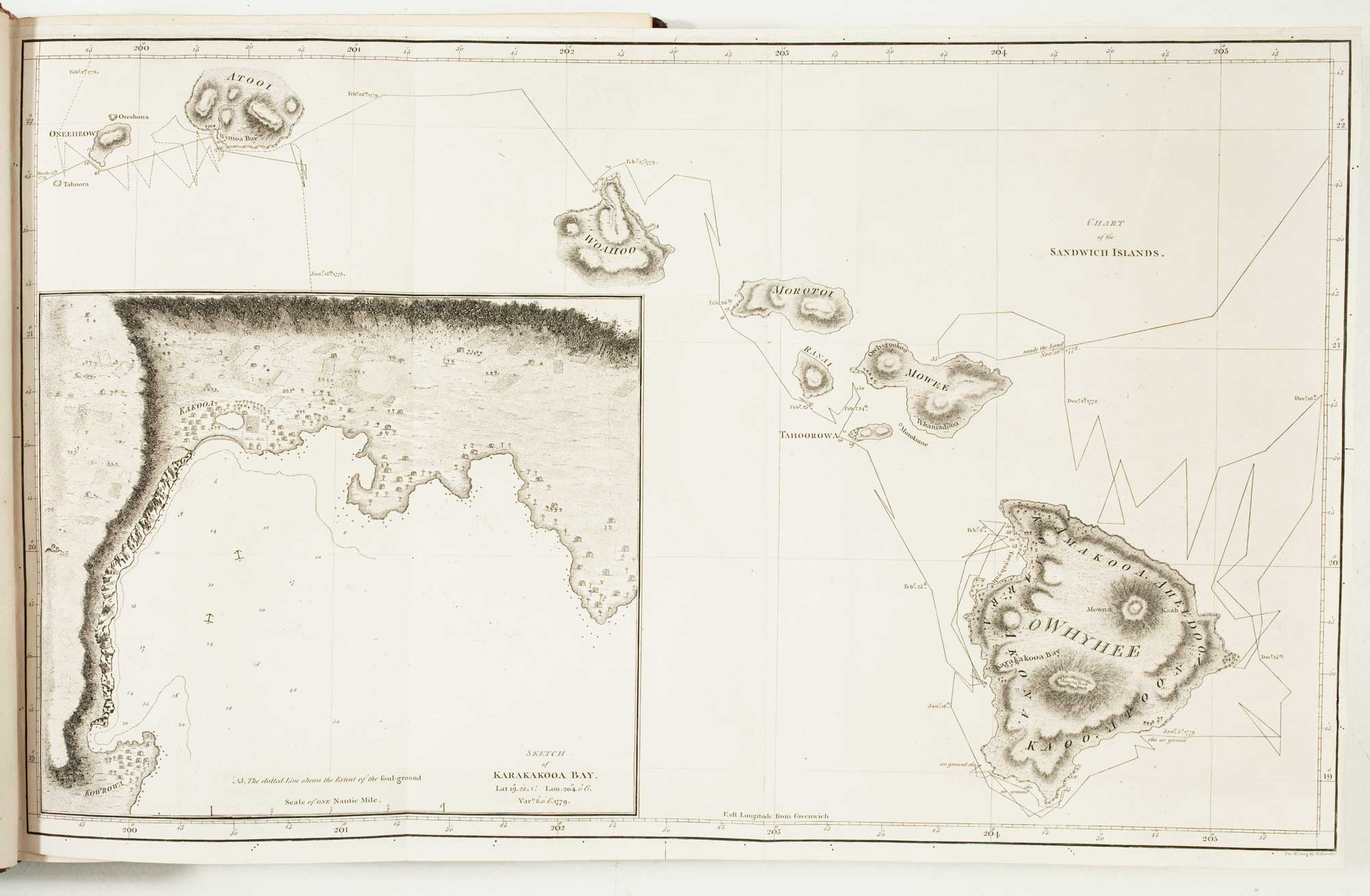 Illustration of Cook's Third Voyage and the First Map of Hawaii