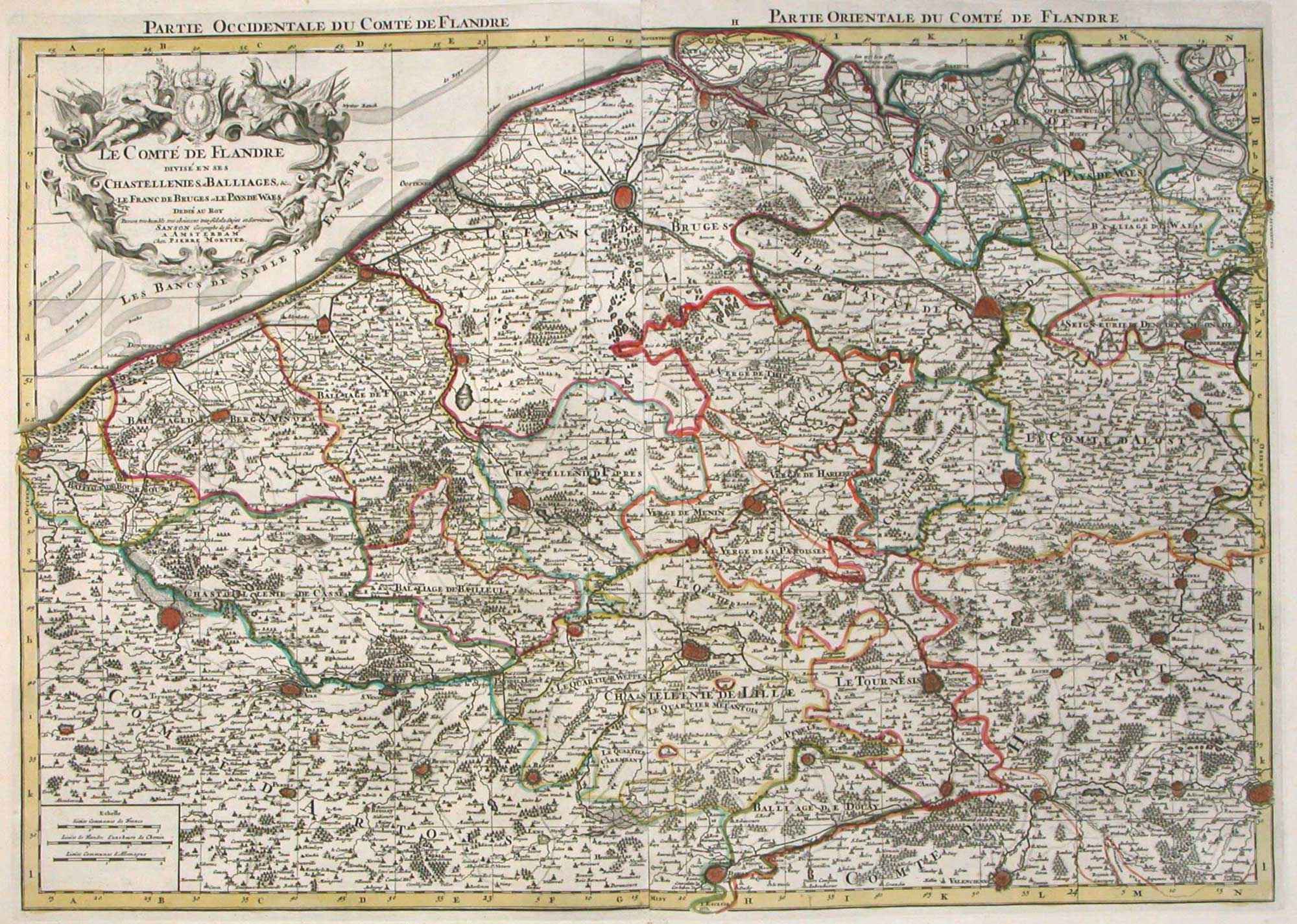 Le Comté de Flandre Divisé en ses Chastellenies, et Balliages, by JAILLOT, Alexis-Hubert., 1705.
