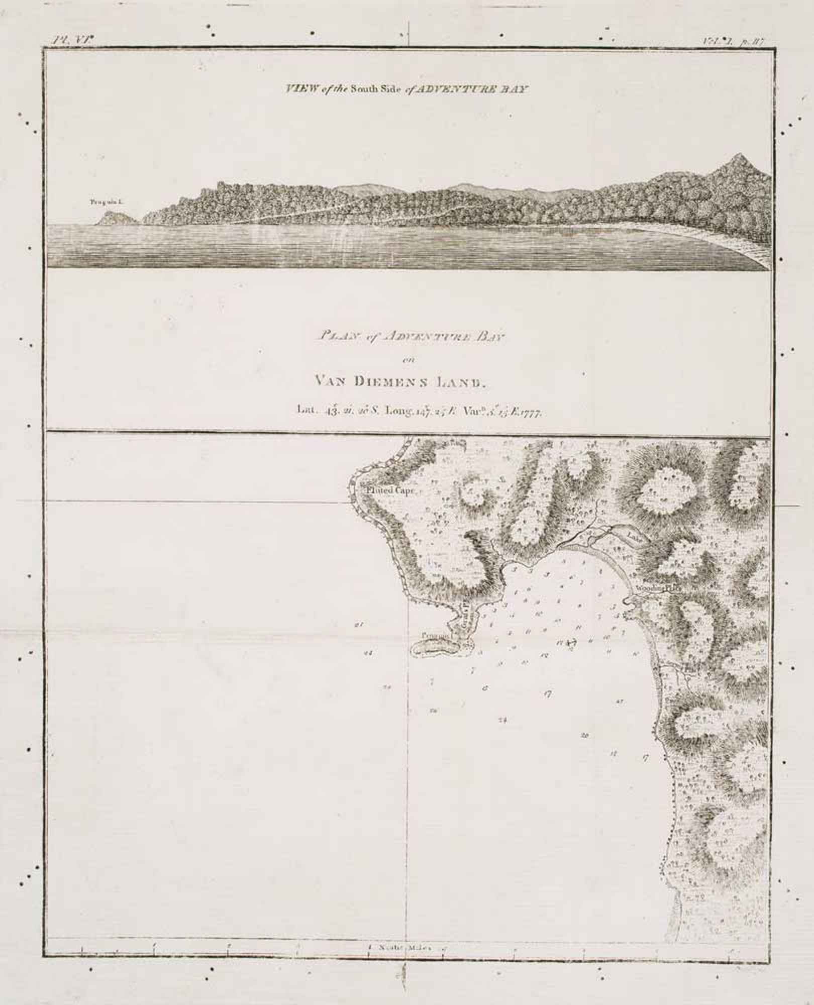 Plan of Adventure Bay on Van Diemens Land. by COOK, James., 1784.