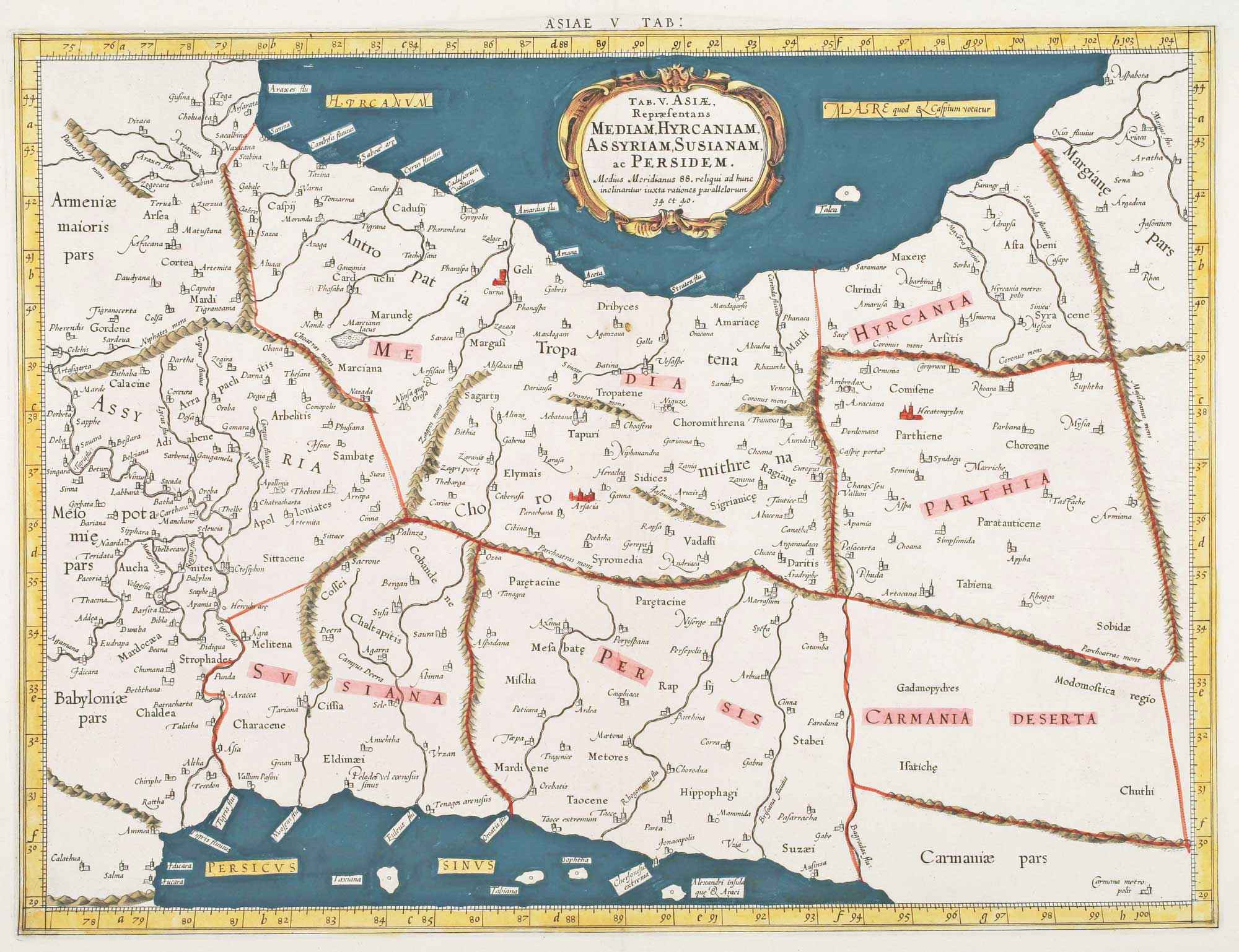 Tab. V. Asiae, Repraesentansd Mediam, Hyrcaniam, Assyriam, Susianam, ac Persidem. by MERCATOR, Gerard., 1695.