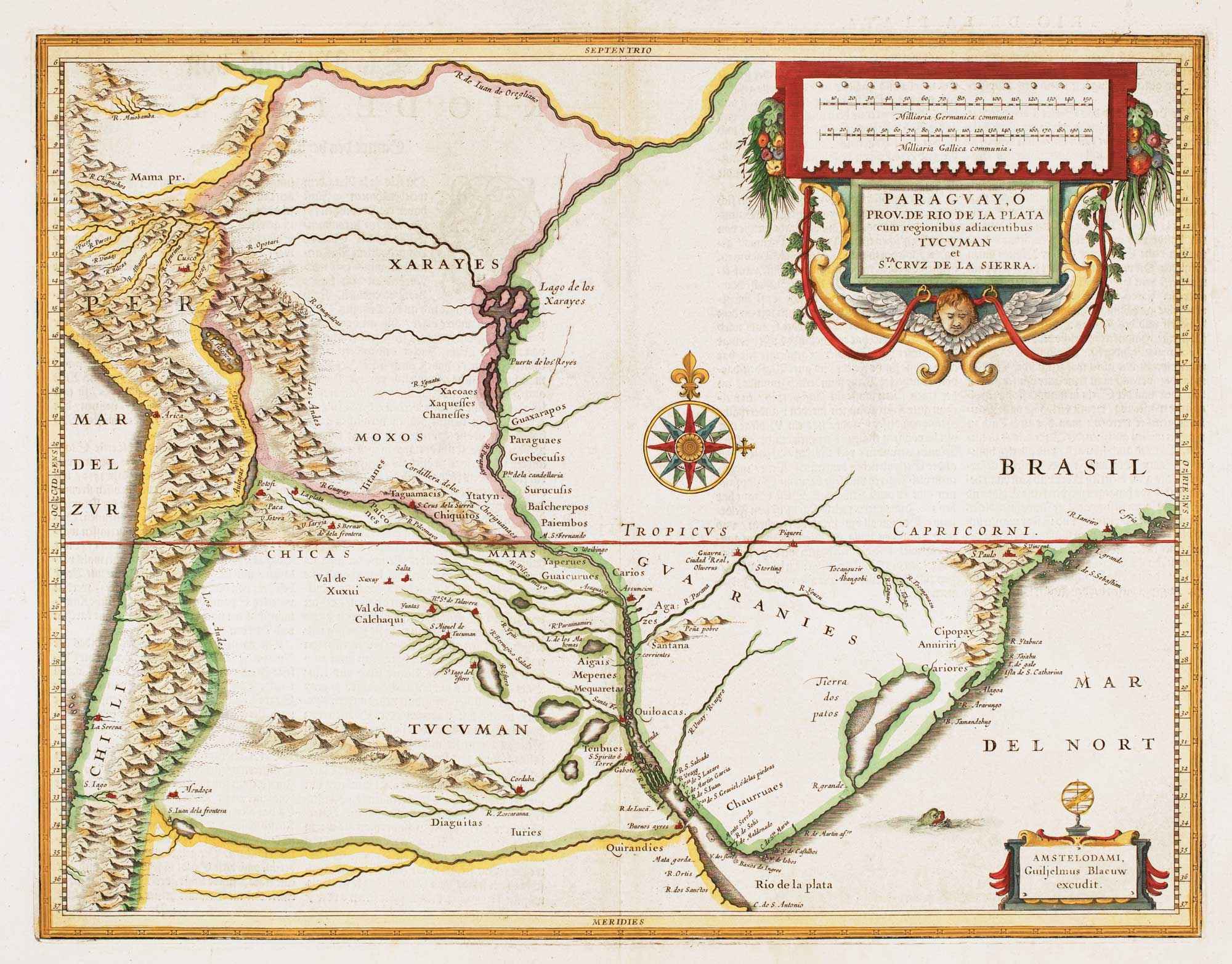 Paraguay, ó Prov. de Rio de la Plata cum regionibus by BLAEU, Willem Janszoon., 1635.