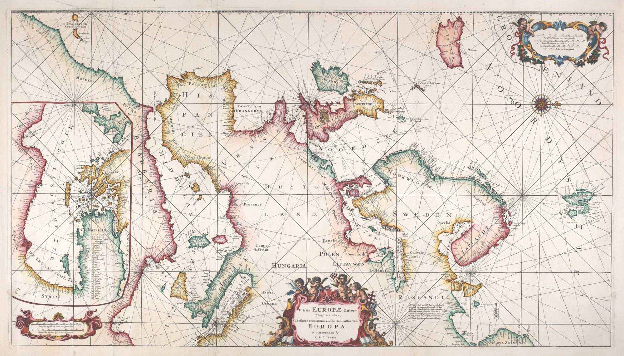 Totius Europae Littora Novissimè edita. Pascaert vertoonende alle de See-custen by DE WIT, Frederick., 1745.
