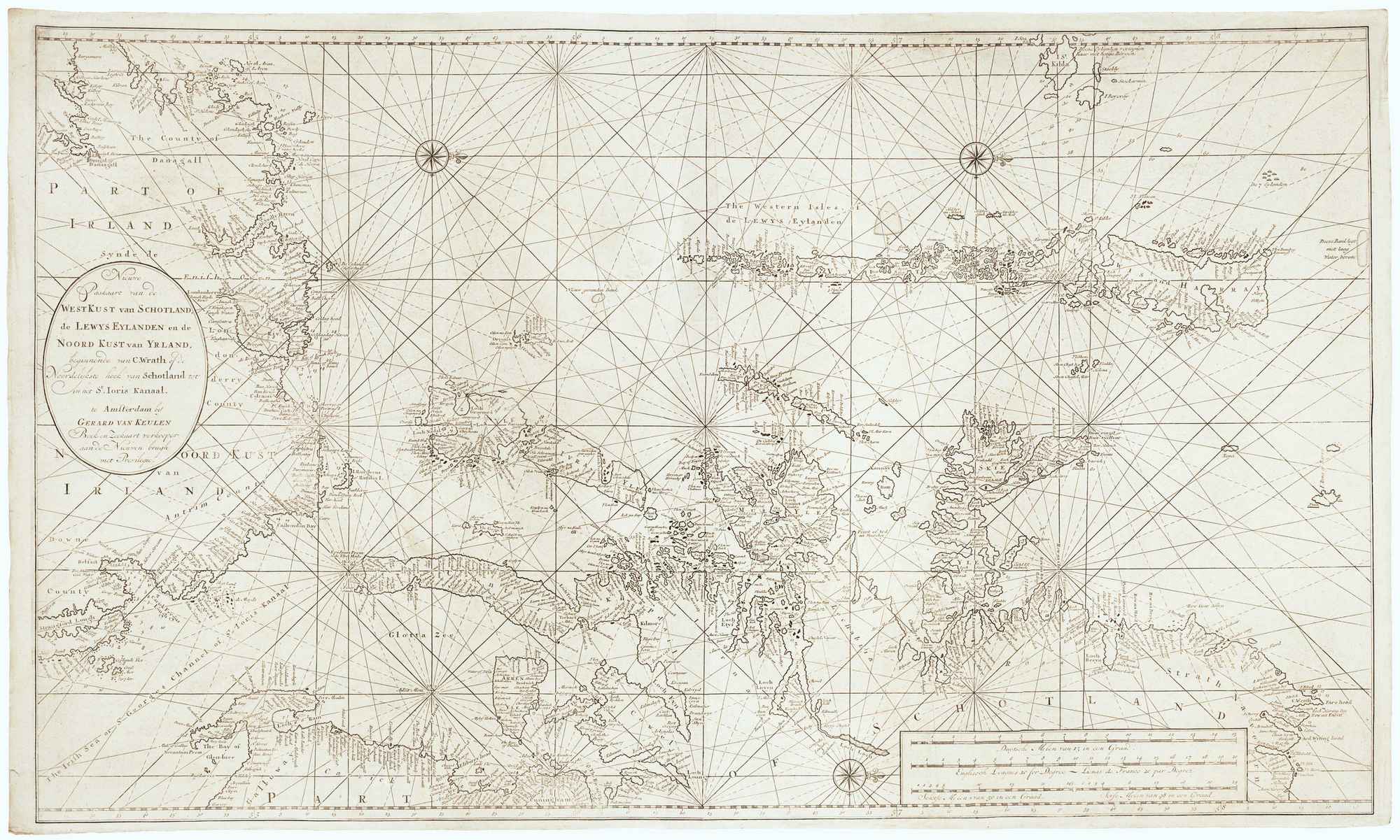 Nieuwe Paskaart van de West Kust van Schotland, de Lewys by KEULEN, Gerard van., 1728.