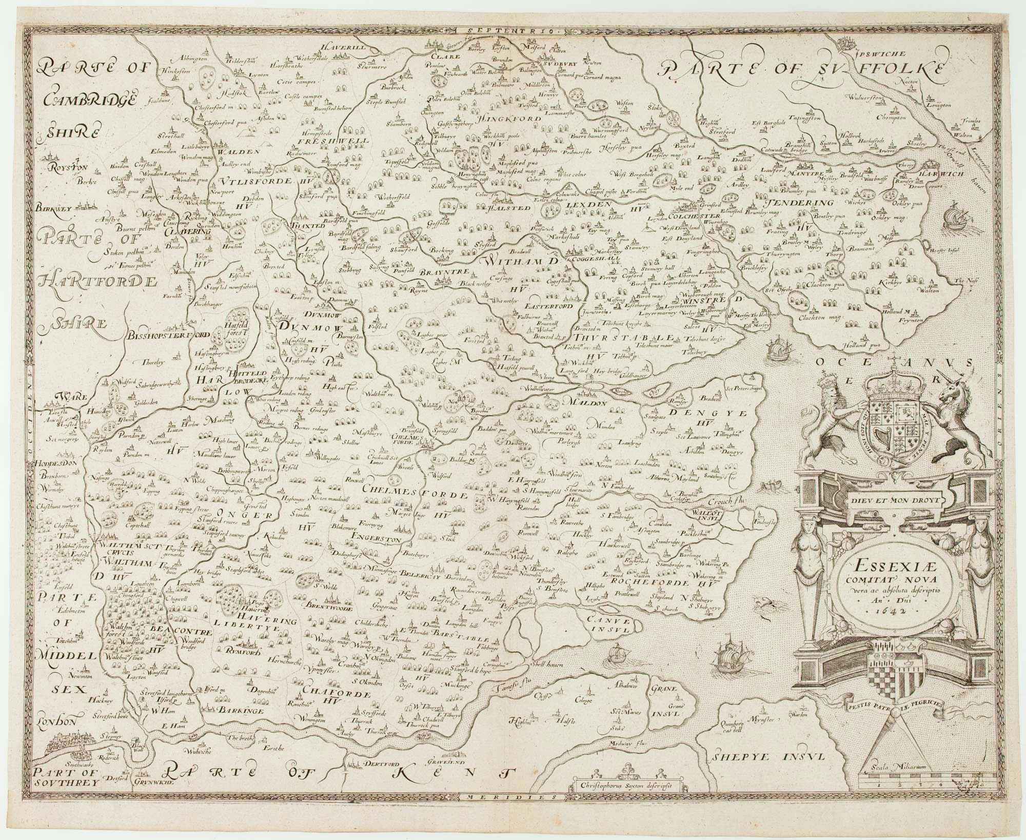 Essexiae Comitat Nova vera ac absoluta desciption Anº D.ni 1642. by SAXTON, Christopher., 1645.