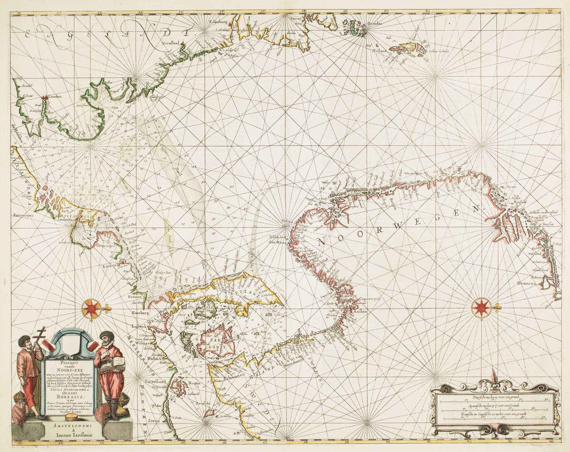 Pascaart vande Noort-Zee... Tabula Hydrographica Oceani Borealis... by JANSSON, Jan., 1657.
