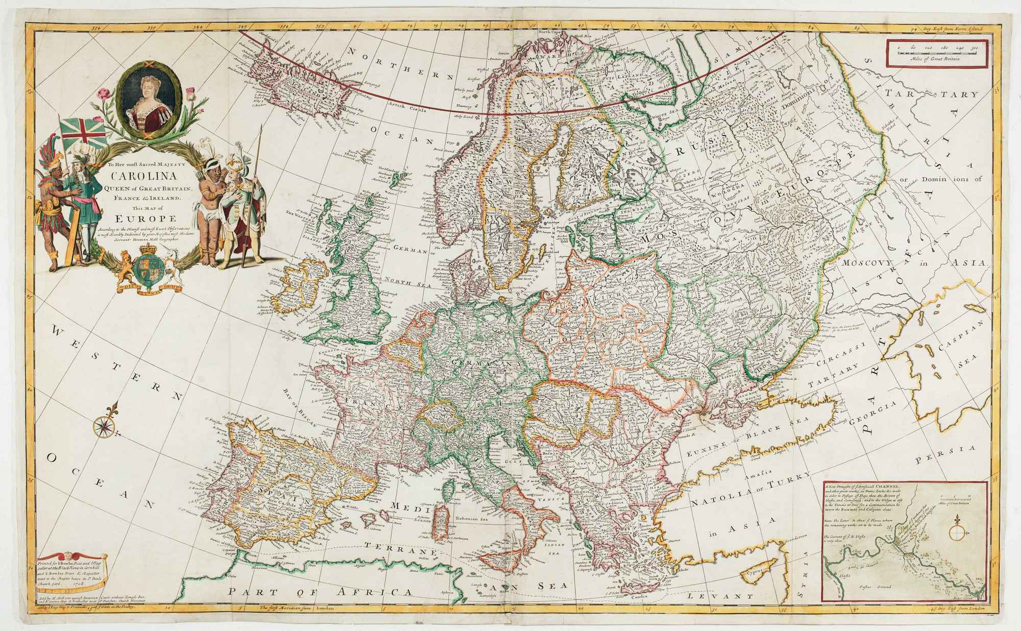 To Her most Sacred Majesty Carolina, Queen of Great Britain, by MOLL, Herman., 1730.