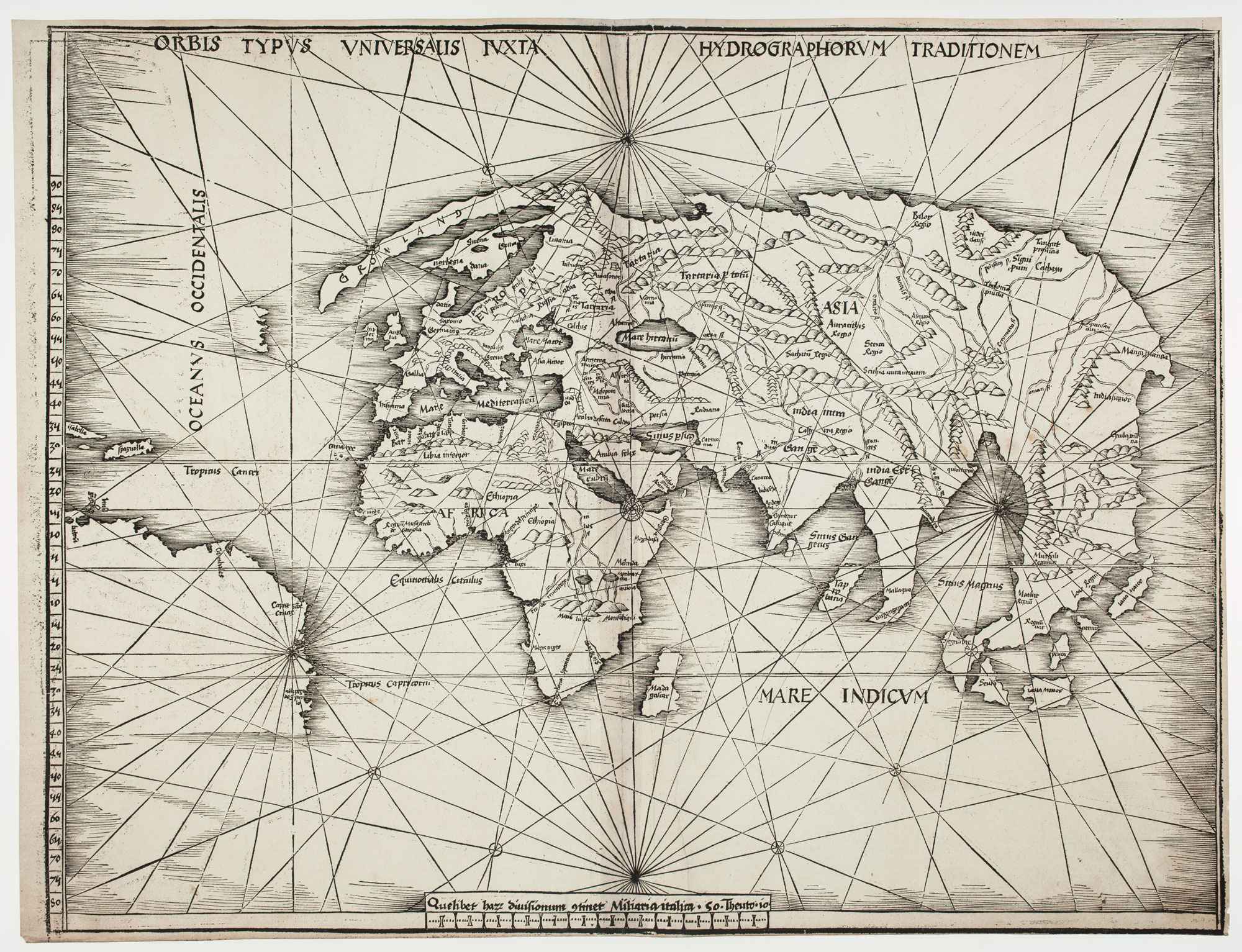 Orbis Terrarum Universalis Iuxta Hydrographorum Traditionem. by WALDSEEMULLER, Martin., 1513.