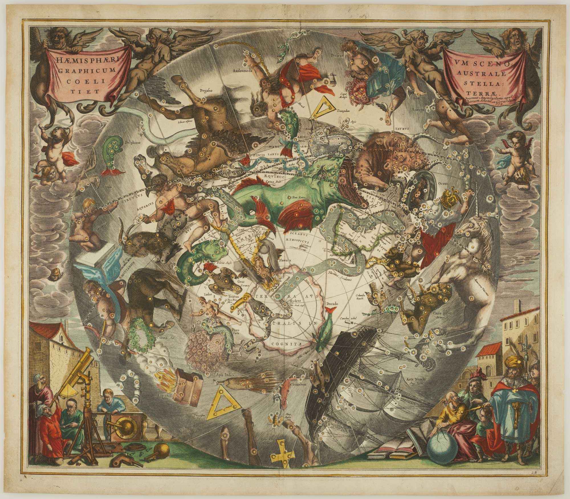 Haemisphaerium scenographicum australe coeli stellati et terrae. by CELLARIUS, Andreas., 1708.