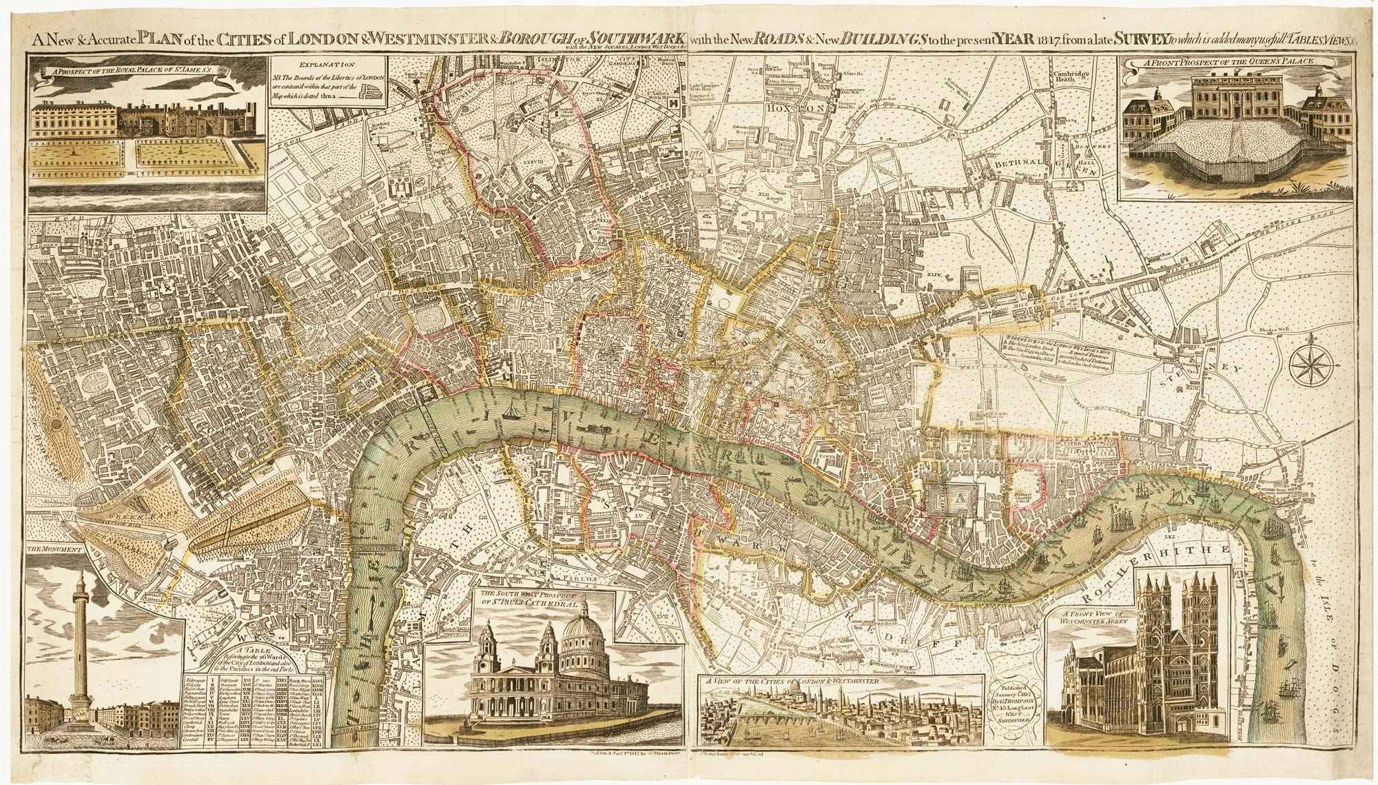 A New & Accurate Map of the Cities of London by THOMPSON, George., 1817.