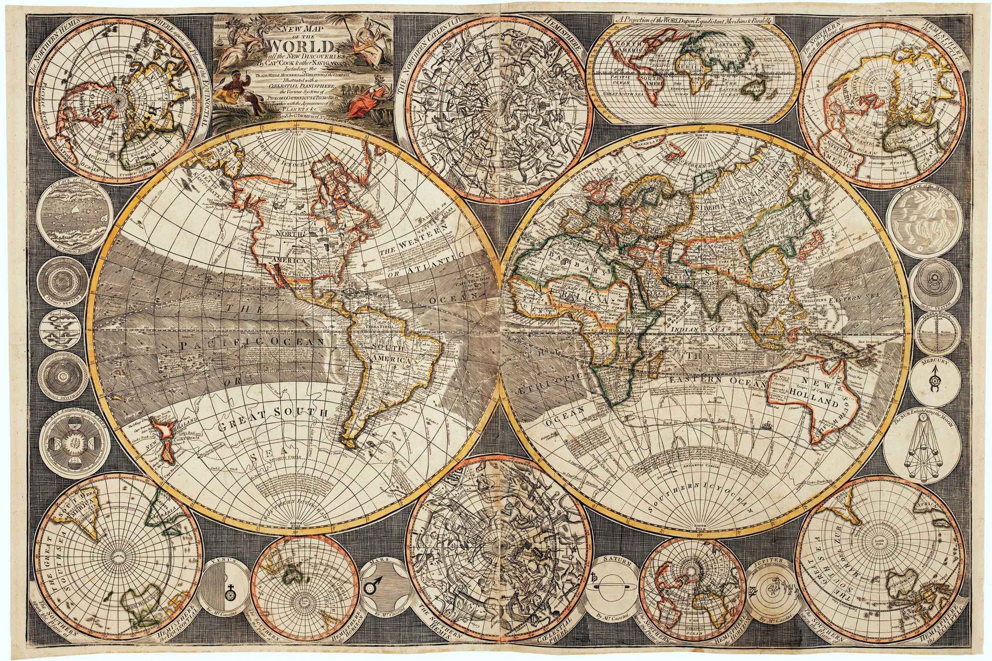 A New Map of the World with all the New by THOMPSON, George., 1798.