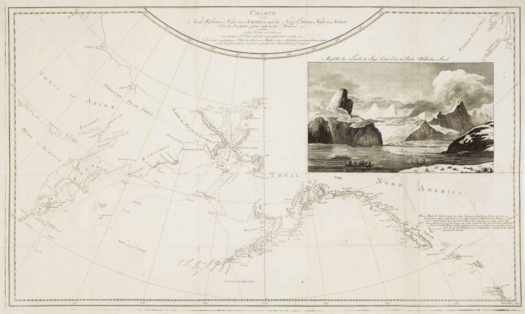 Charte von der Nord-Weftlichen Küste von America und der Nord-Östlichen by COOK, James., 1788.