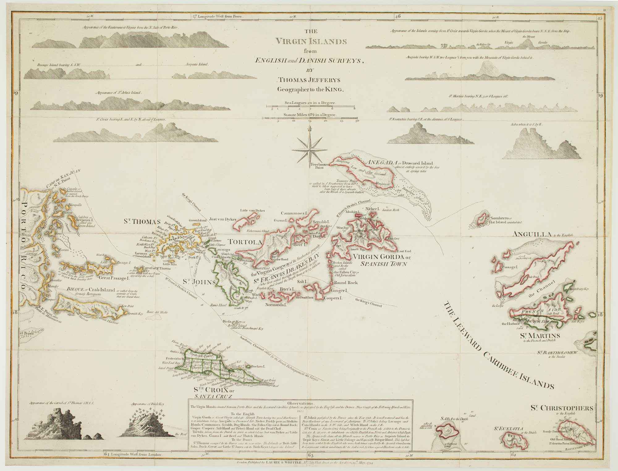 The Virgin Islands from English and Danish Surveys. by JEFFERYS, Thomas., 1775.