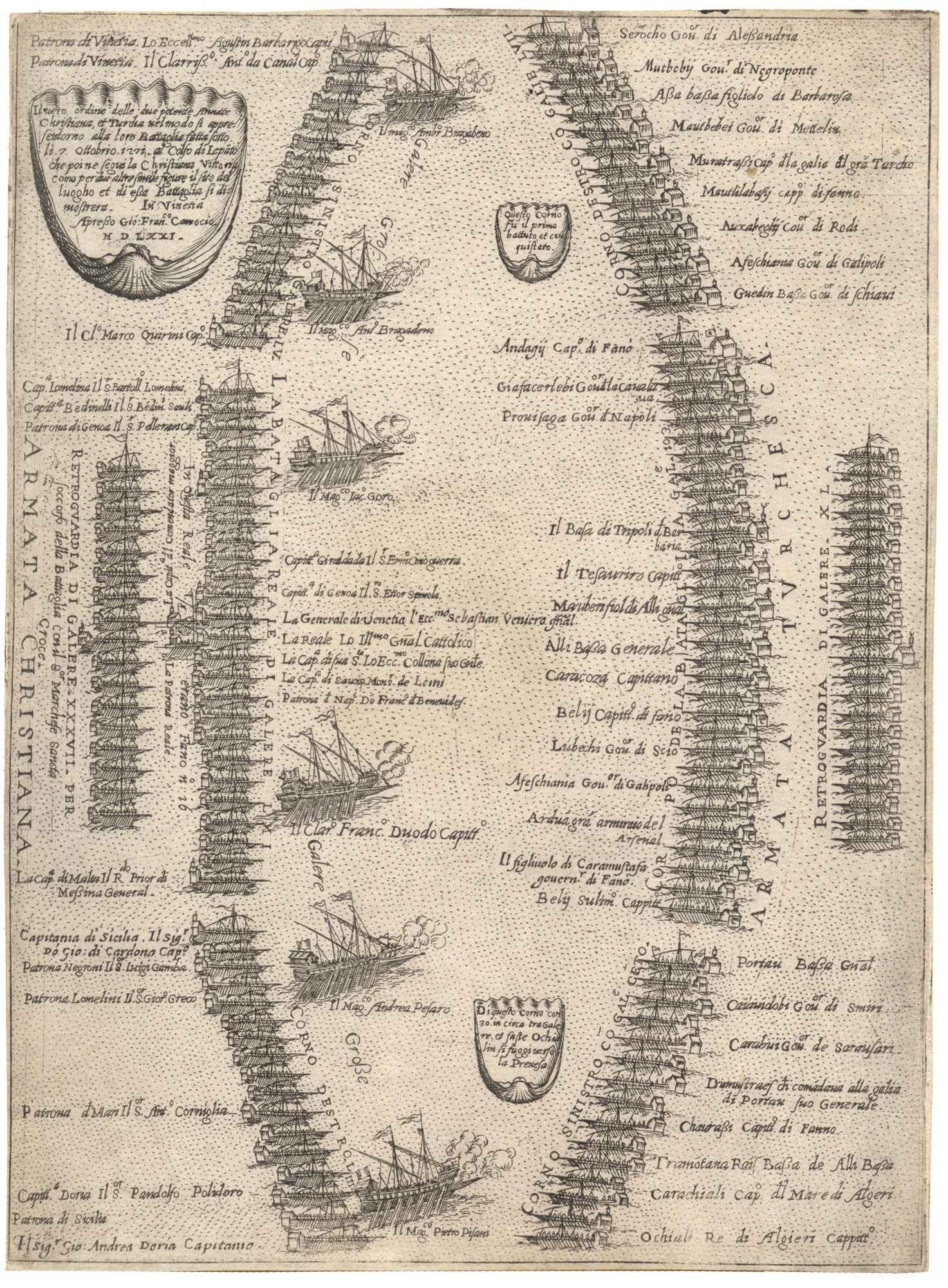 Il vero ordine delle due pòtente Armate Christiana, et Turcha by CAMOCIO, Giovanni Francesco., 1571.