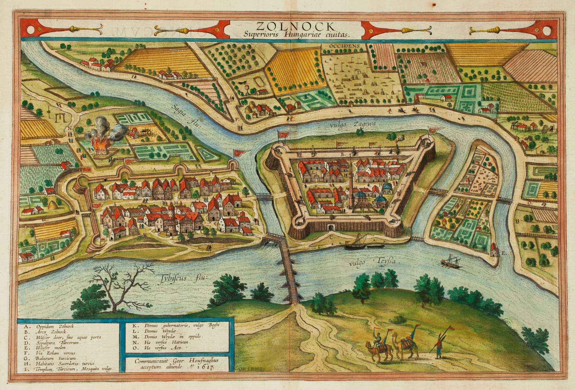 Zolnock Superioris Hungariae civitas. by BRAUN, Georg & HOGENBERG, Frans., 1617.
