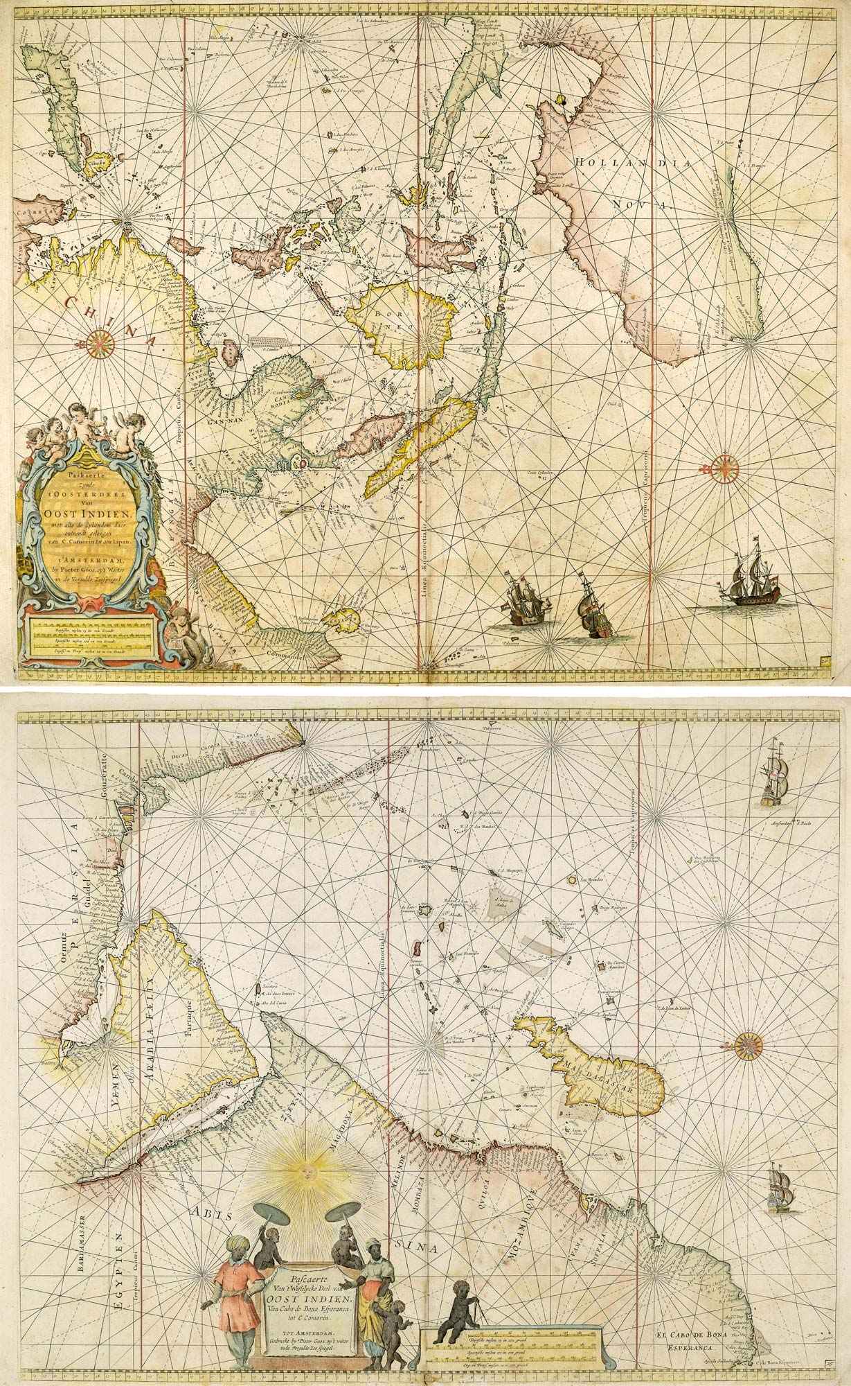 Pascaerte Van't Westelycke Deel van Oost Indien, Van Capo de by GOOS, Pieter., 1680.
