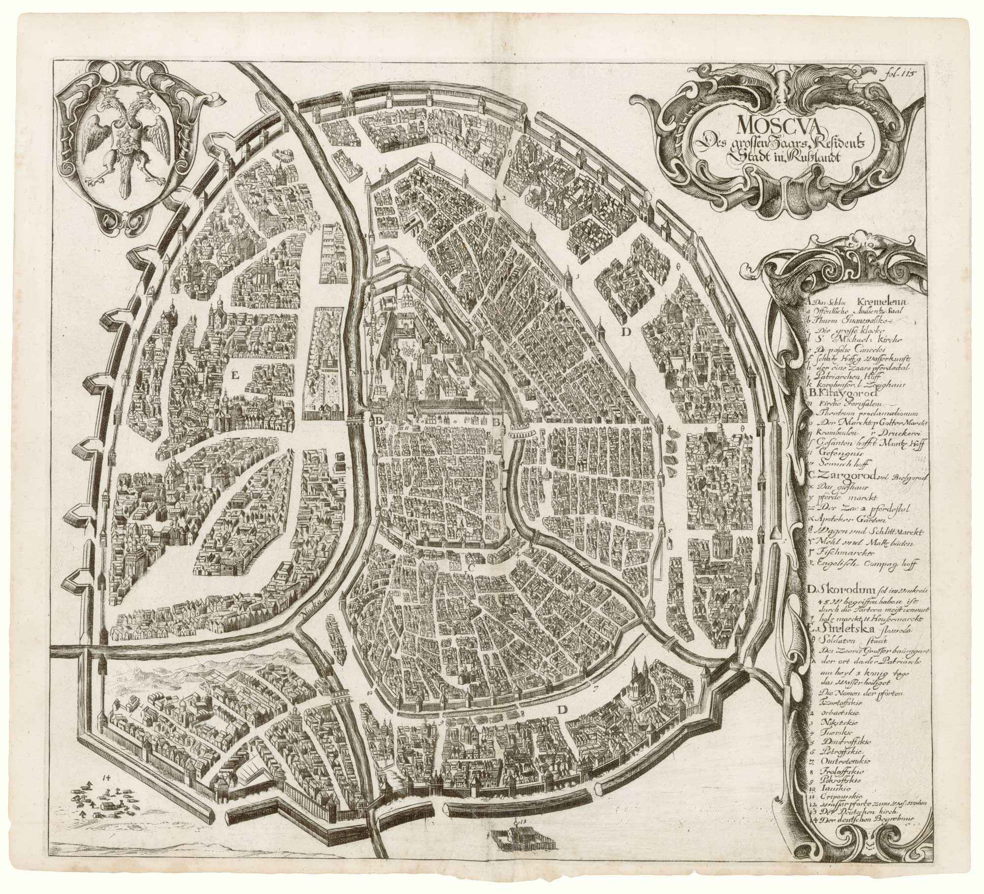 Moscva des Grossen Zaars Residenz Stadt in Russlandt. by OLEARIUS, Adam., 1647.
