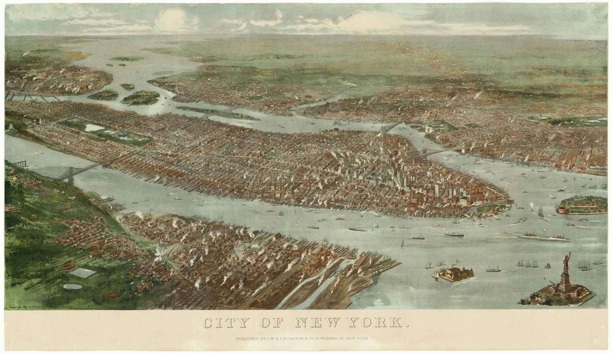 City of New York. by COLTON, G.W. & C.B., 1897.