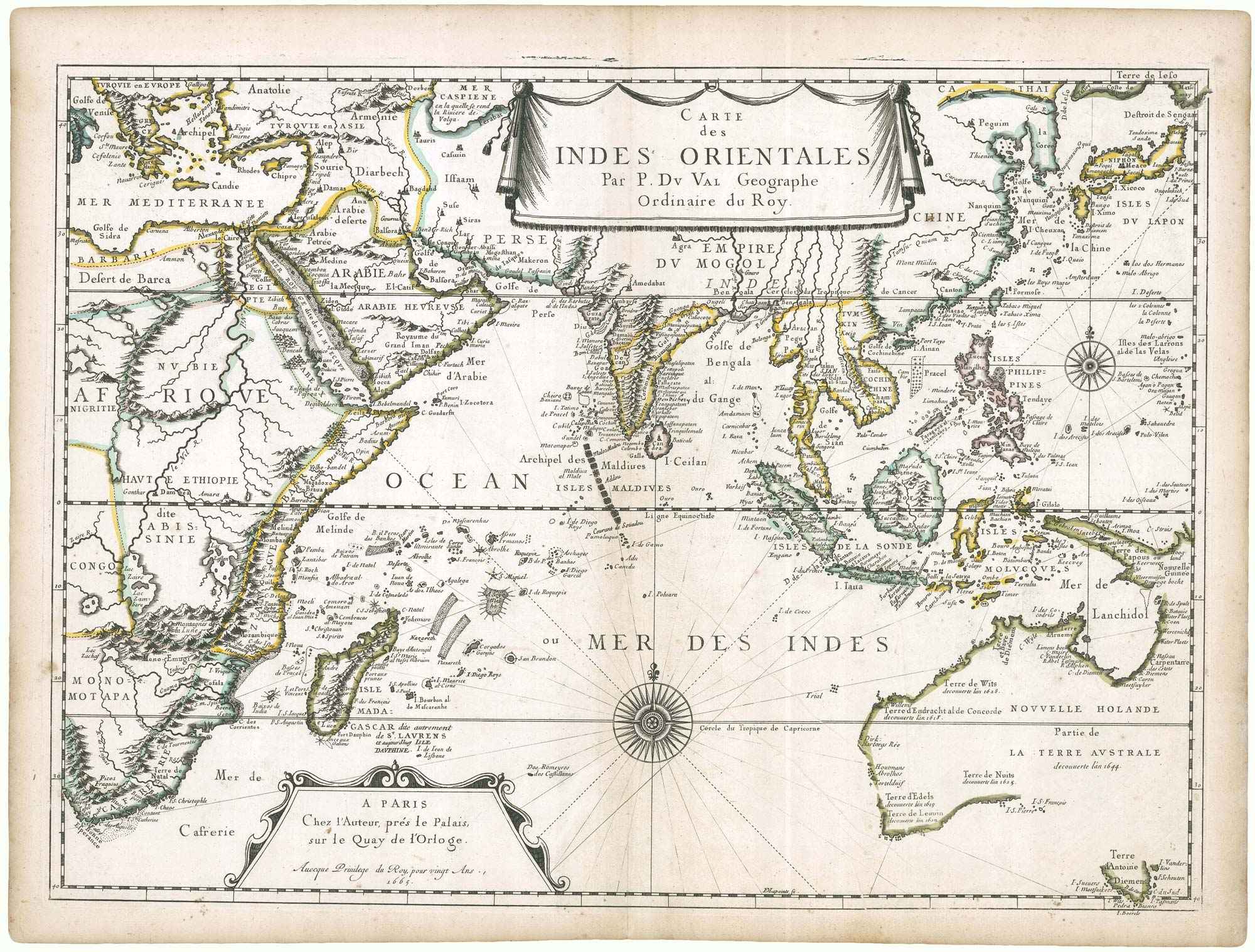 Carte des Indes Orientales. by DU VAL, Pierre., 1665.
