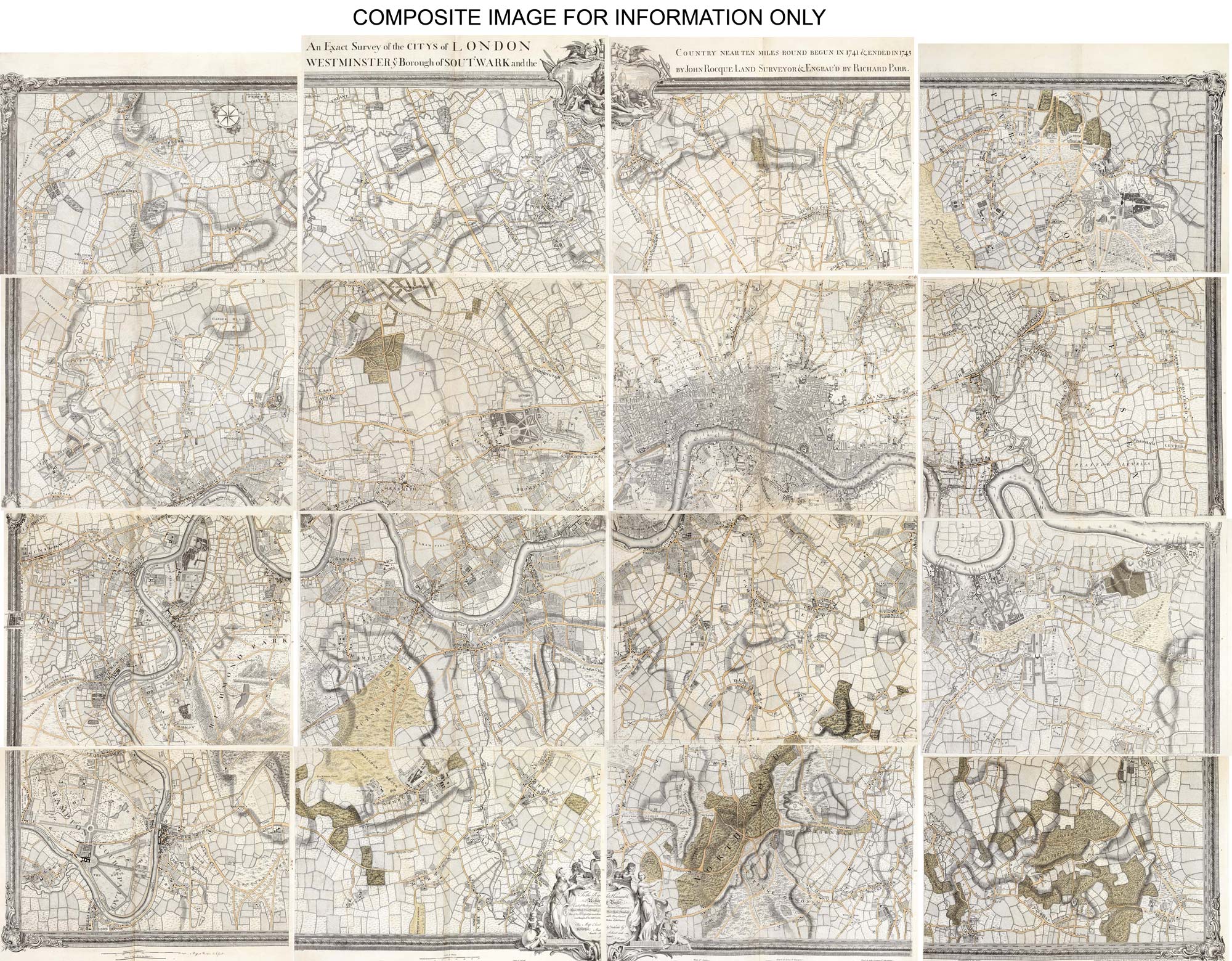 An exact Survey of the Cities of London and Westminster, by ROCQUE, John., 1746.