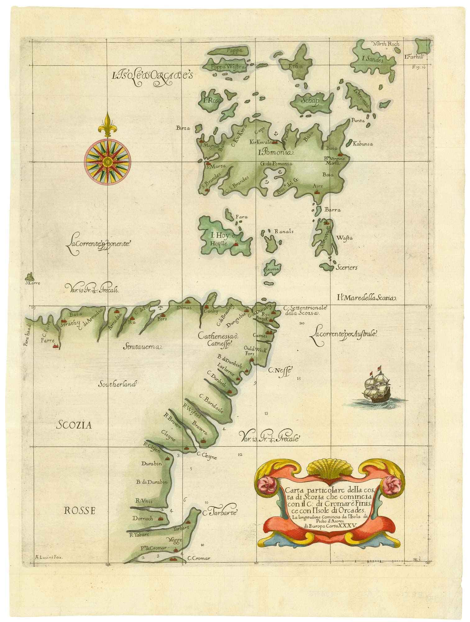 Carta particolare della costa di Scozia che comincia con il by DUDLEY, Robert., 1661.