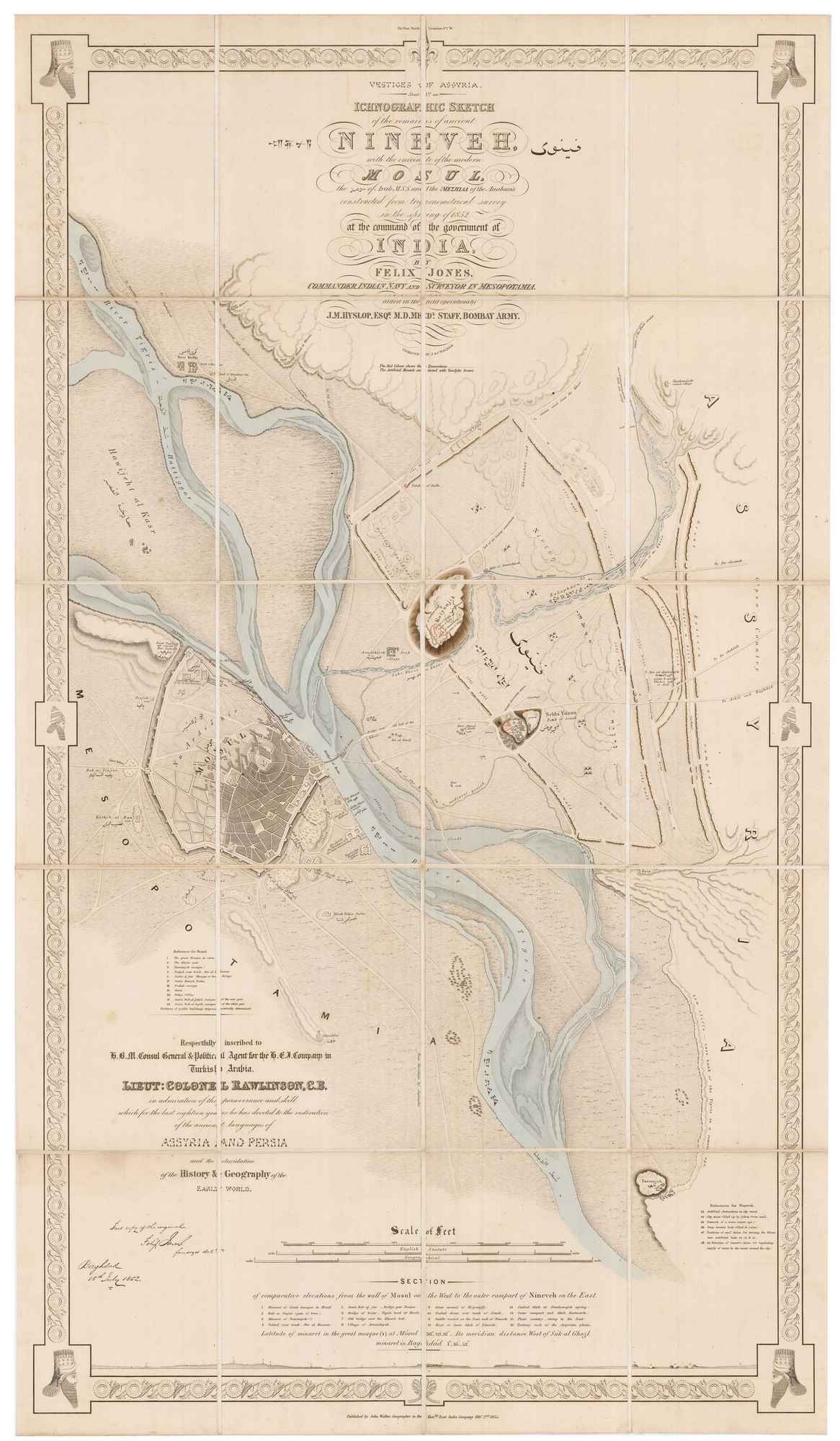 Vestiges of Assyria. Sheet 1st, an Ichnographic Sketch of the by JONES, James Felix., 1855.