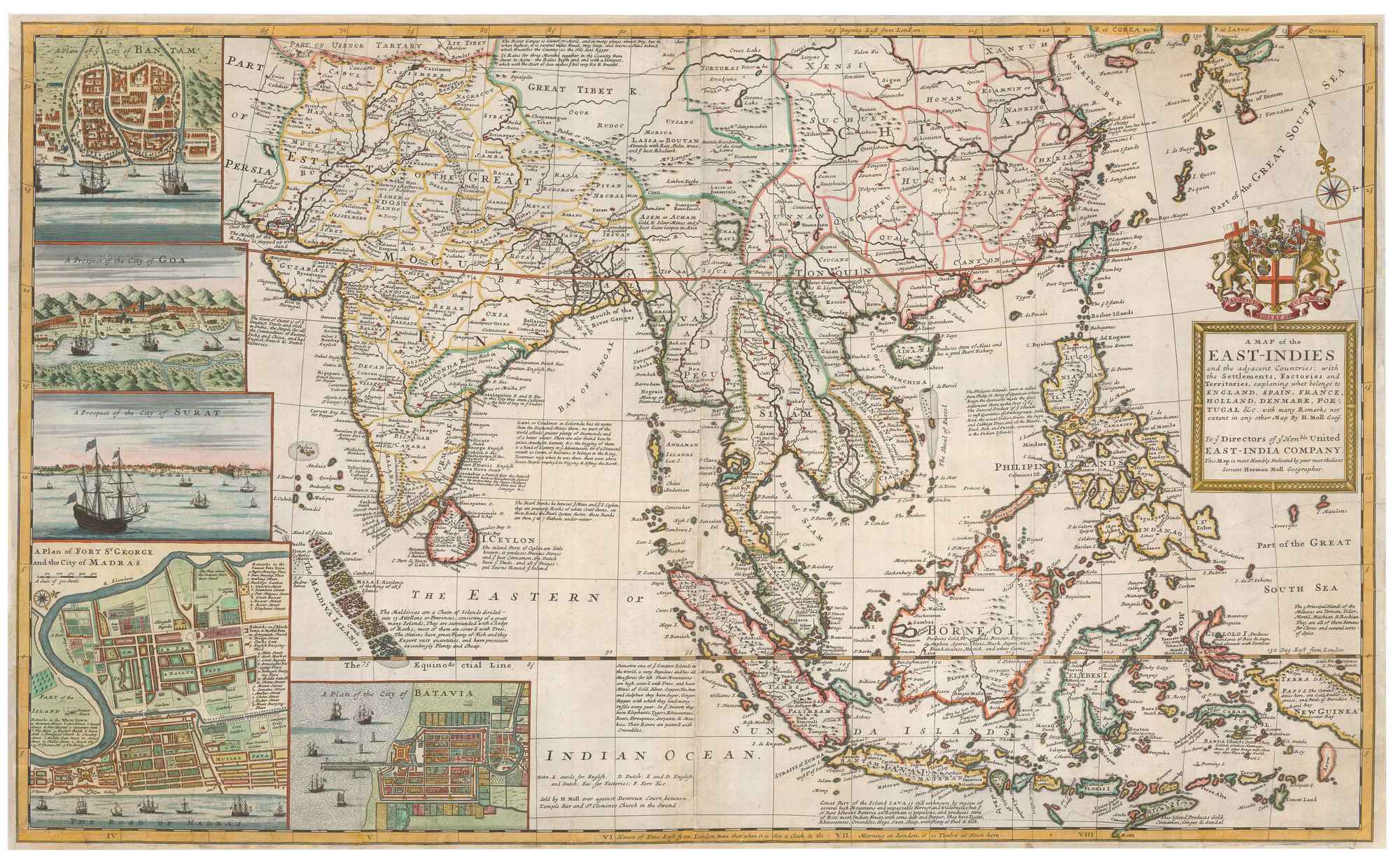 A Map of the East-Indies and the Adjacent Countries; with by MOLL, Herman., 1714.
