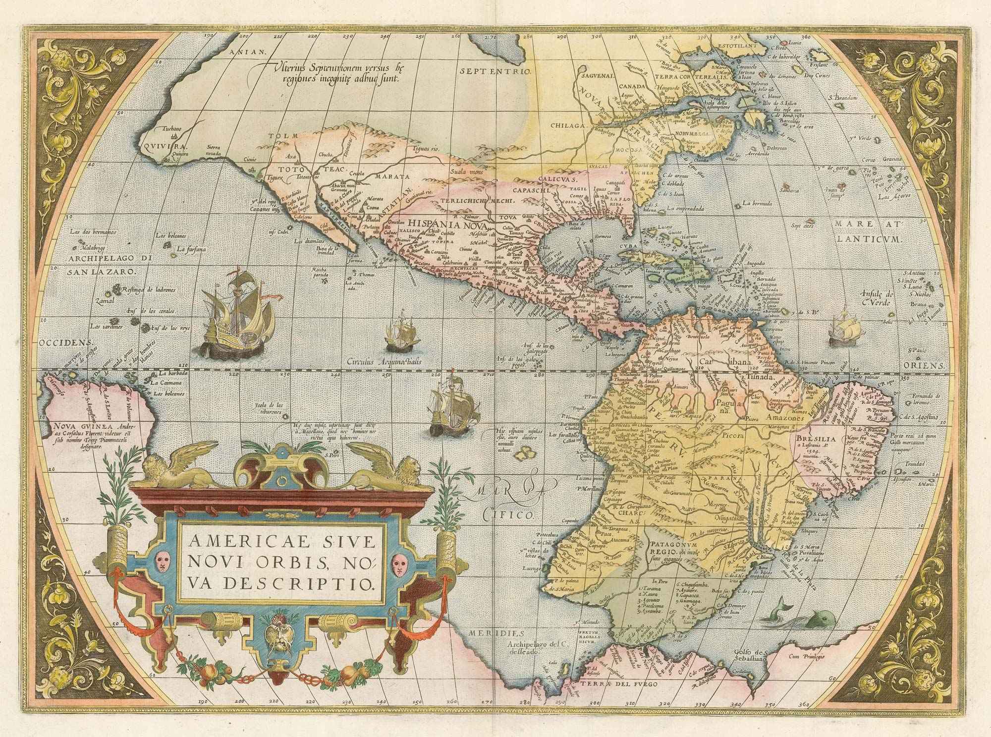America Sive Novi Orbis Nova Descriptio. by ORTELIUS, Abraham., 1584.