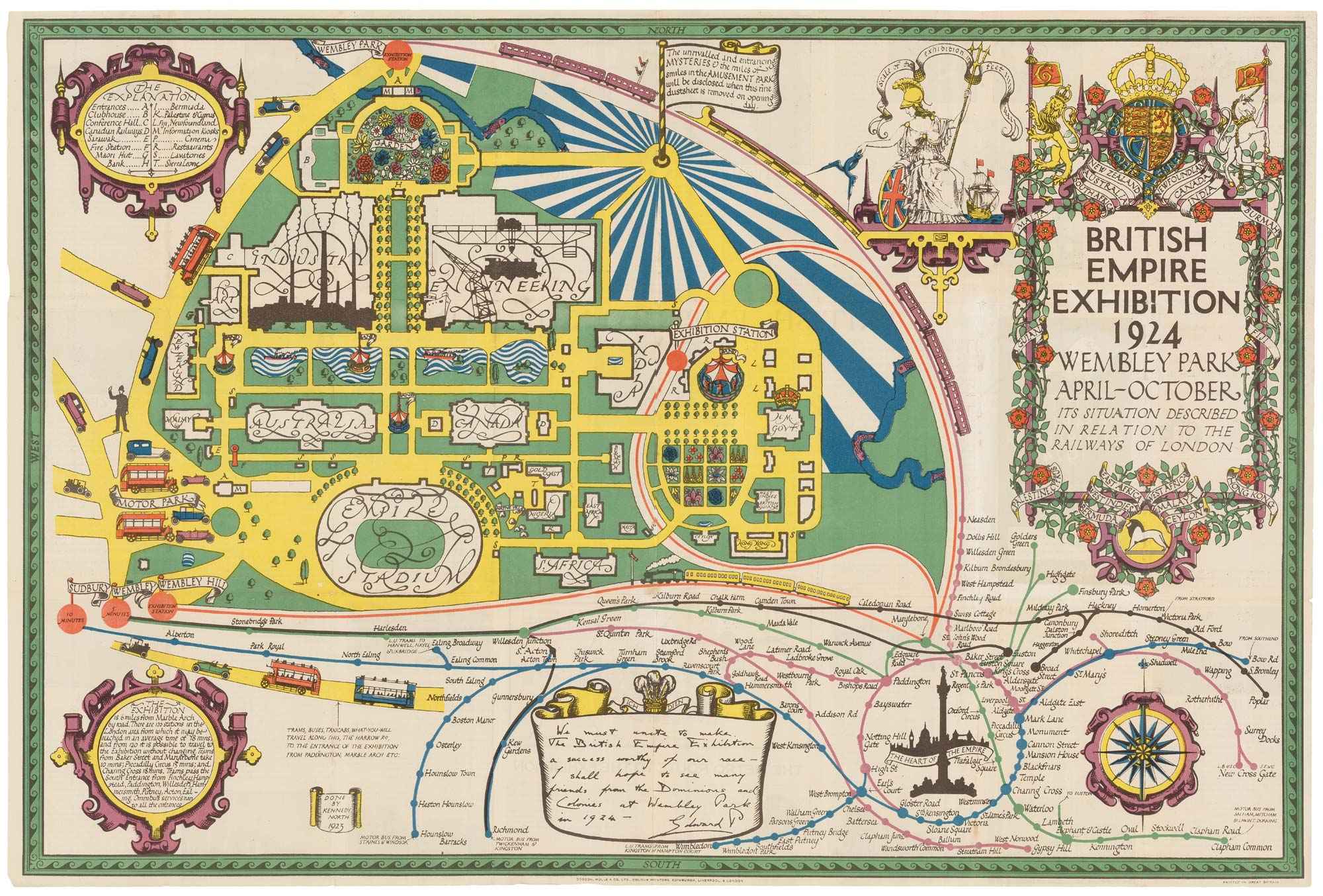 British Empire Exhibition 1924. Wembley Park. April-October Its Situation Described by NORTH, Stanley Kennedy., 1923.