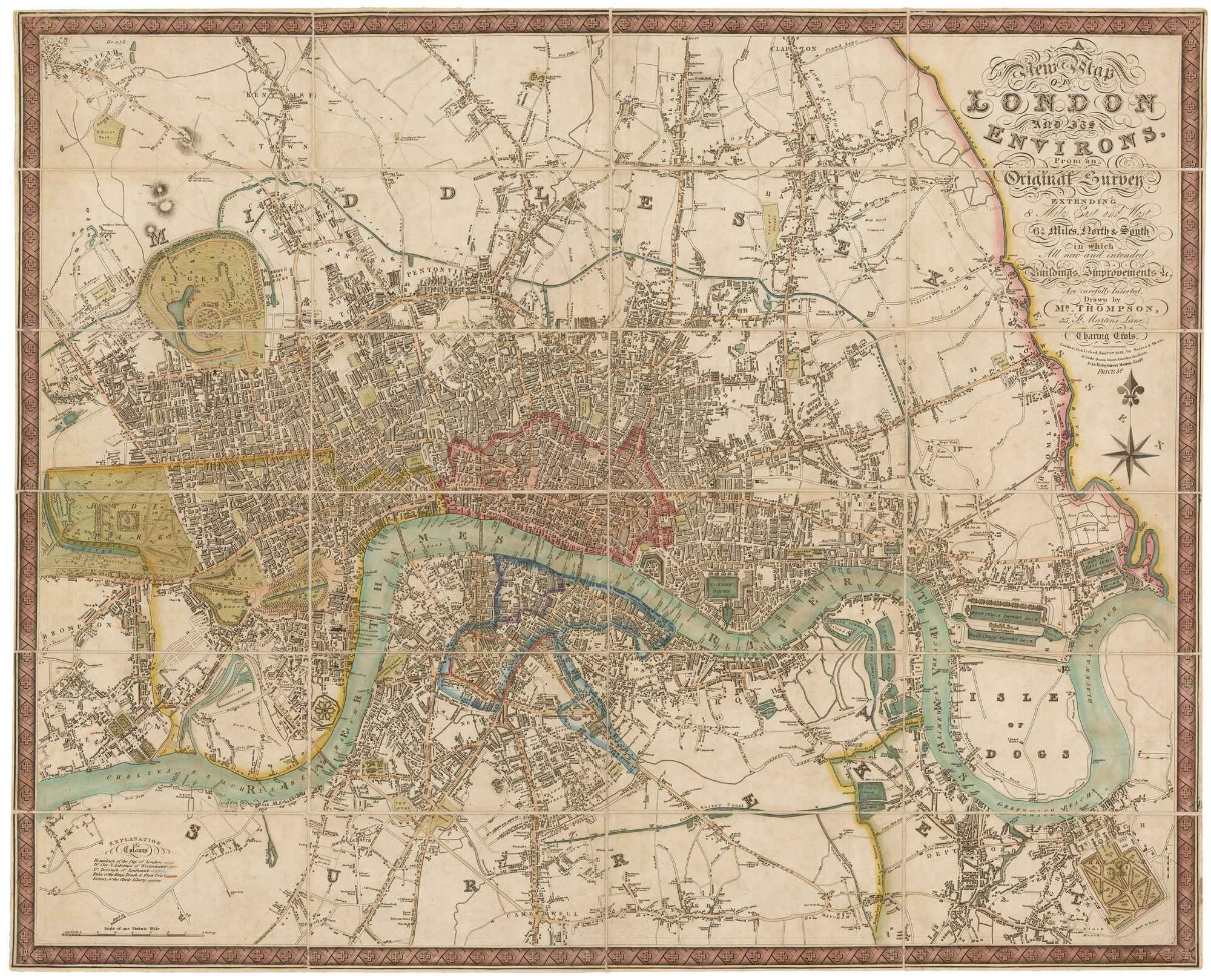 A New Map of London and its environs From an by THOMPSON, George., 1823.