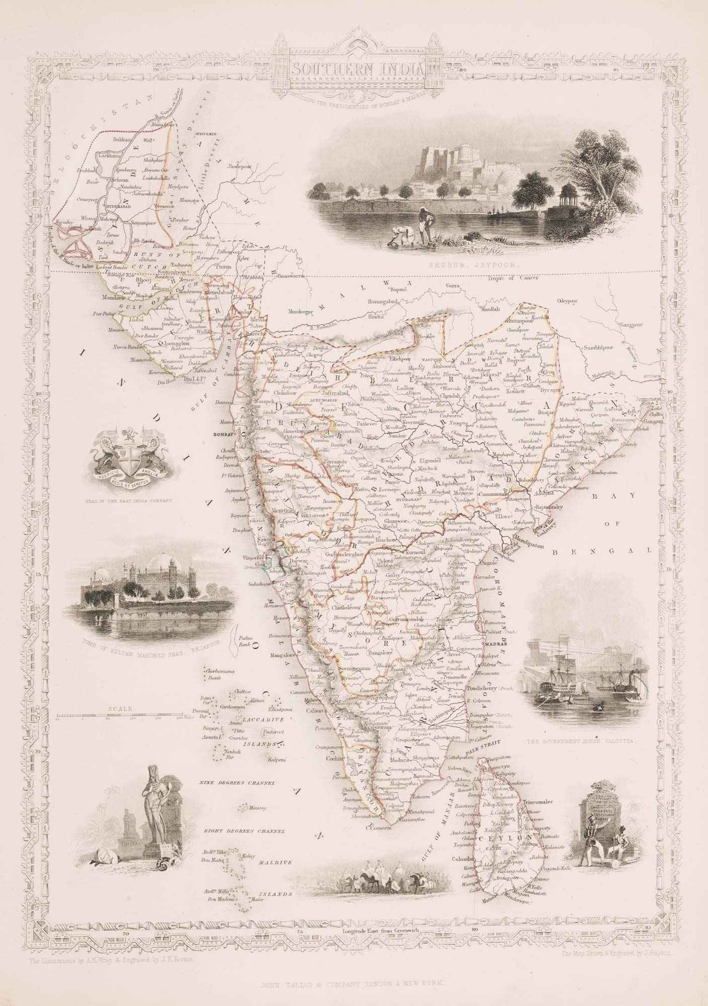 Southern India. by TALLIS, John., 1851.