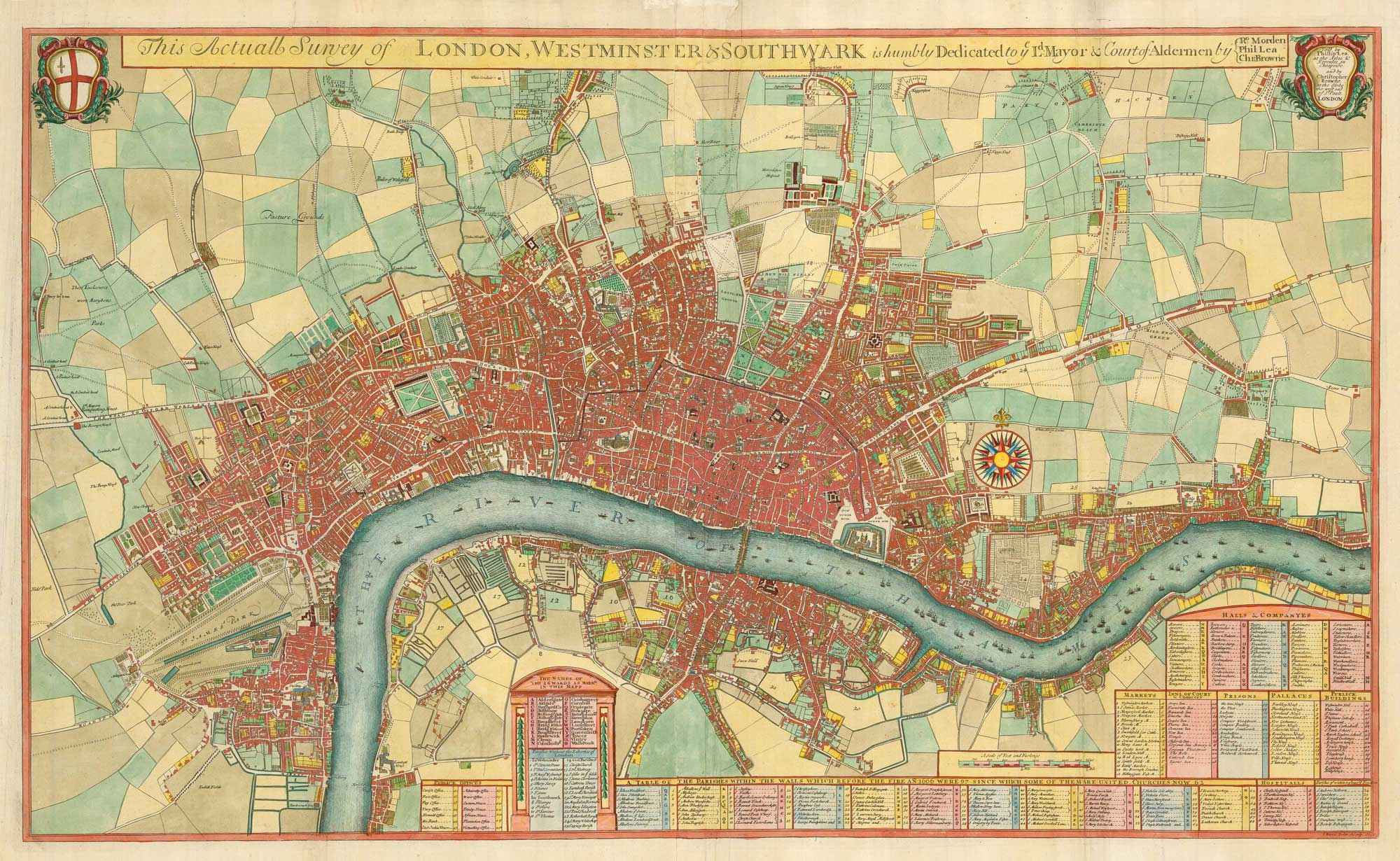 This Actuall Survey of London, Westminster & Southwark Is humbly by MORDEN, Robert & LEA, Philip., 1700.