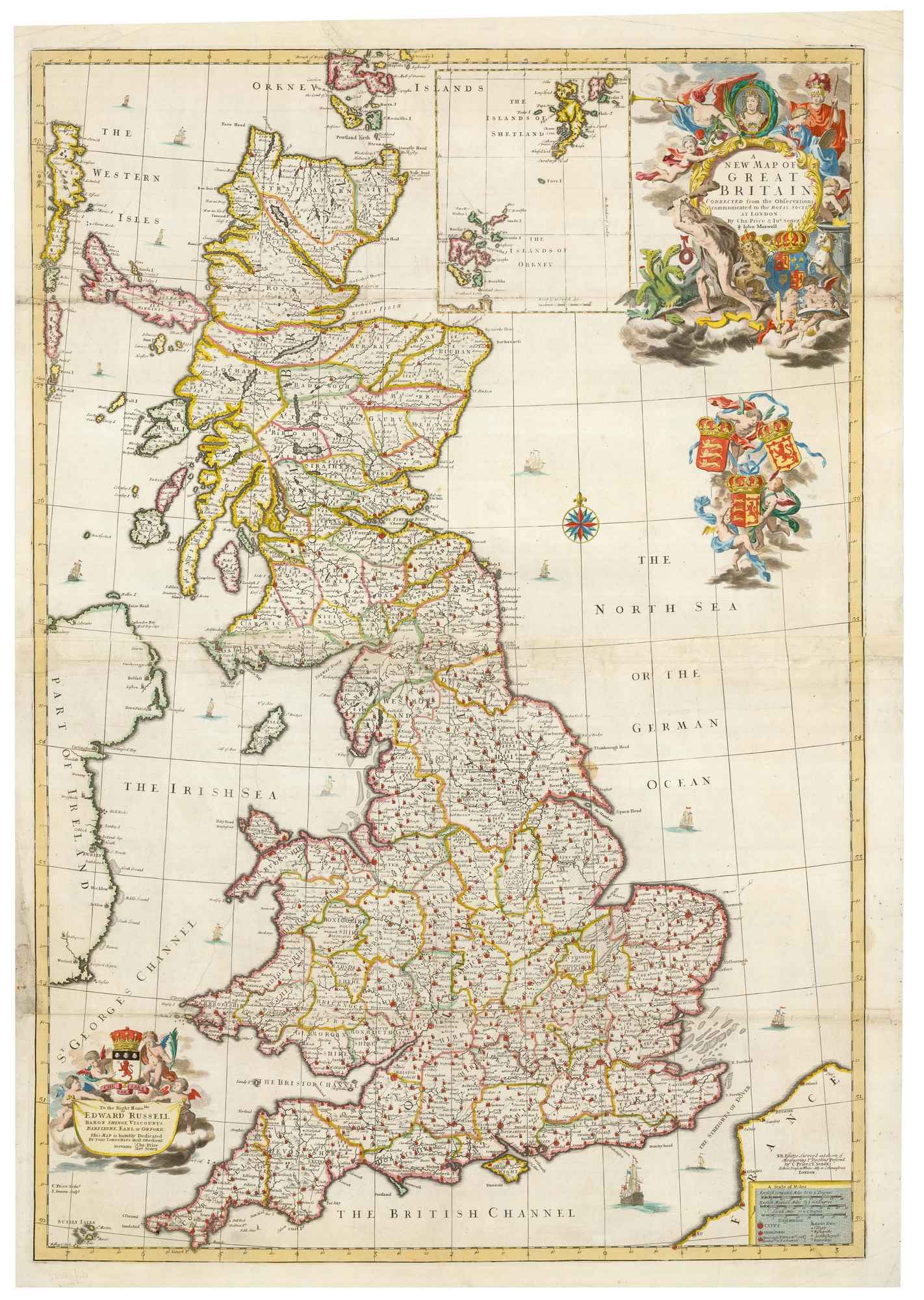 A new map of Great Britain corrected from the observations by PRICE, Charles & Senex, John., 1710.