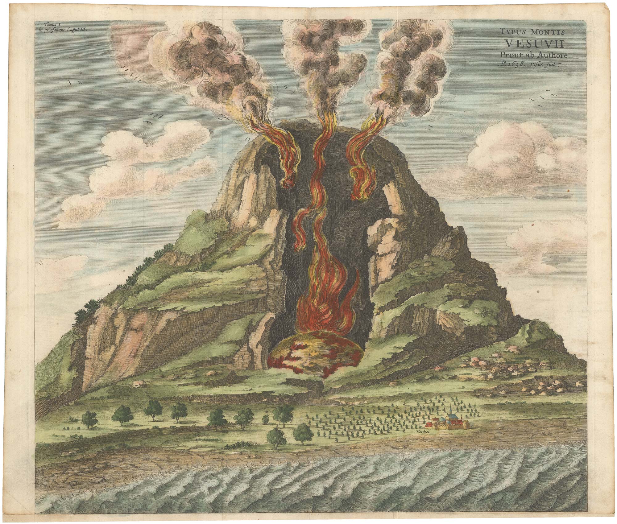 Typus Montis Vesuvii Prout ab Authore A°. 1638 Visus fuit. by KIRCHER, Athanasius., 1665.