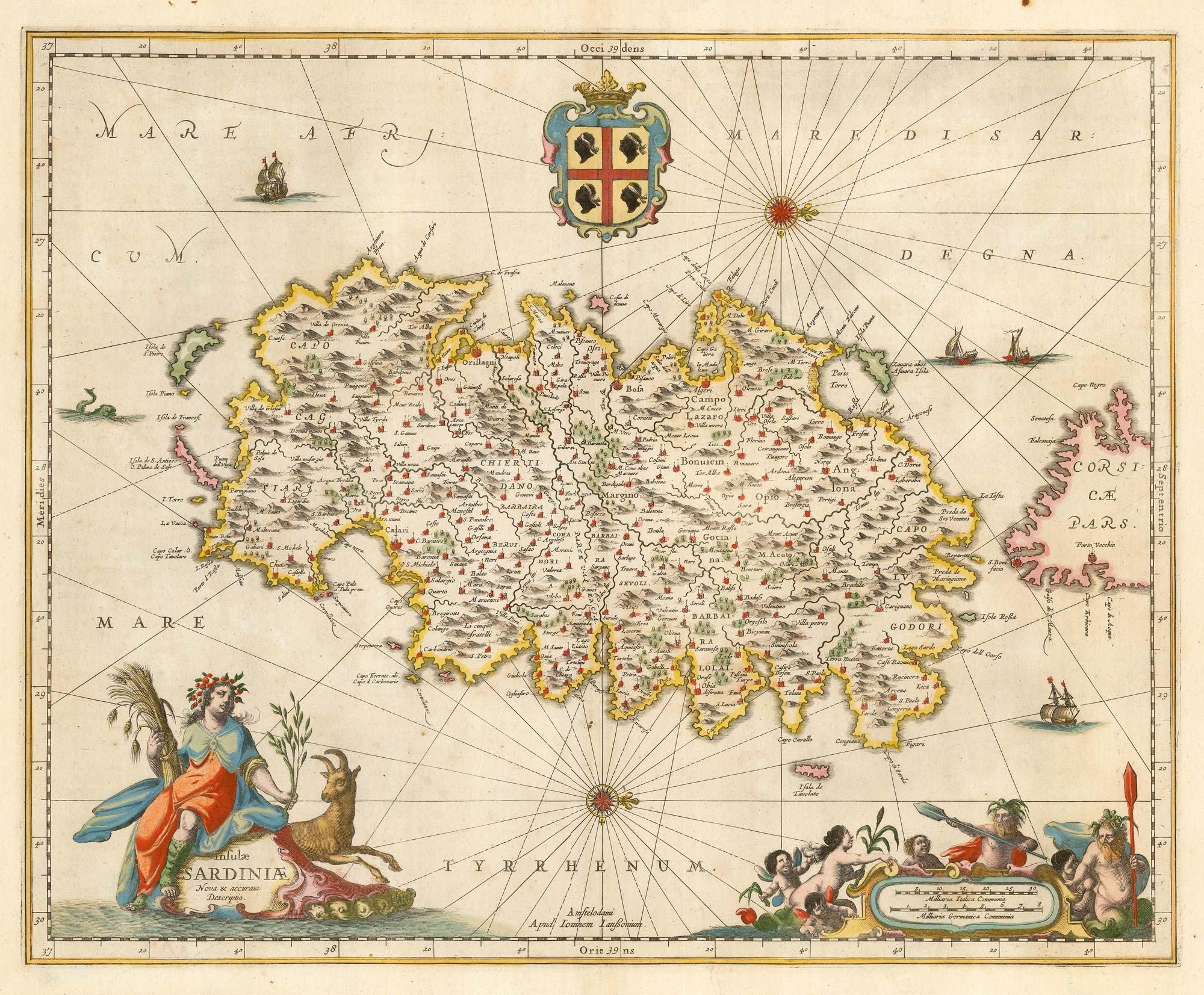 Insulae Sardiniae Nova & Accurata Descriptio. by JANSSON, Jan., 1650.