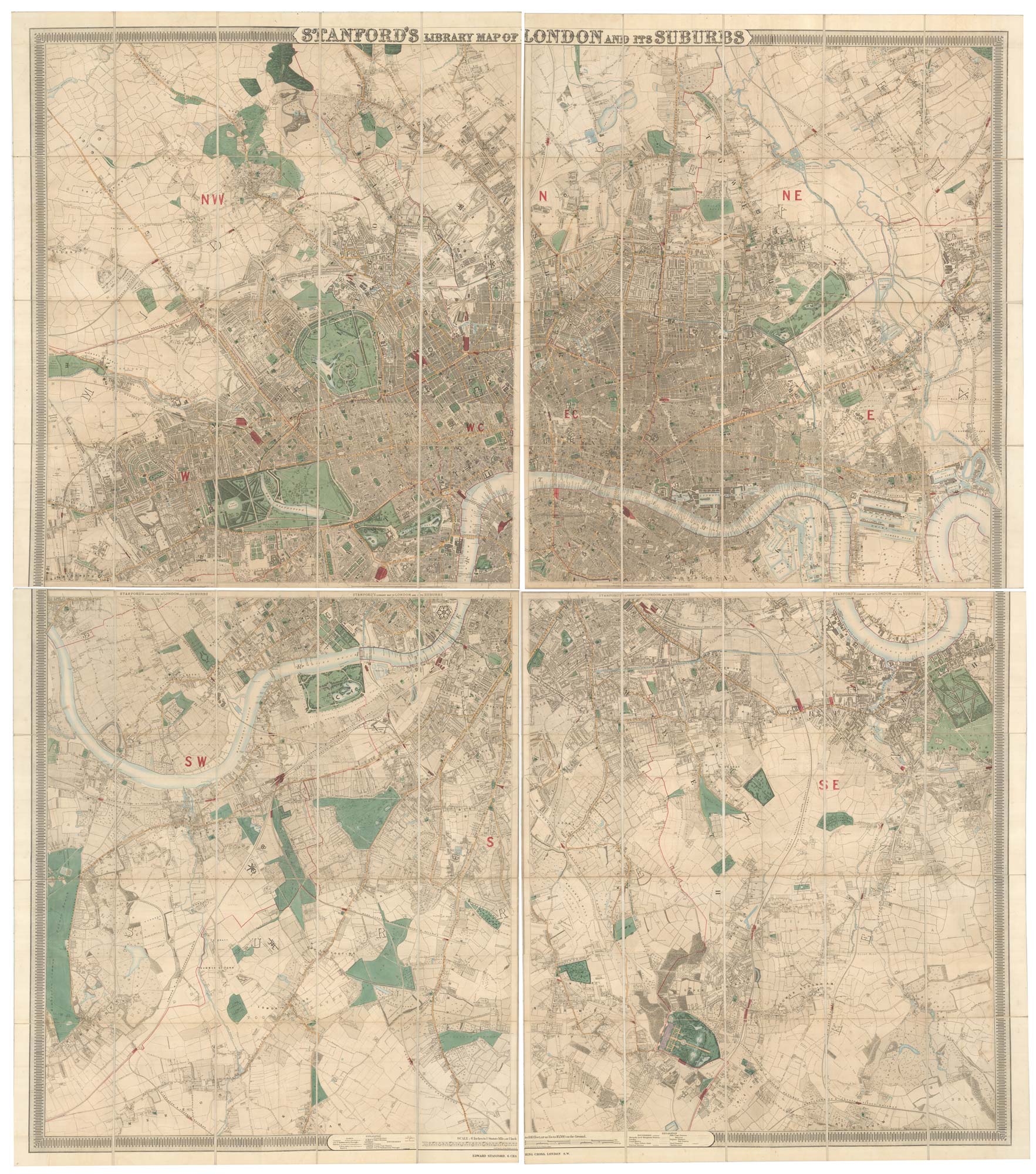 Stanford's Library Map of London and Its Suburbs. by STANFORD, Edward., 1861.