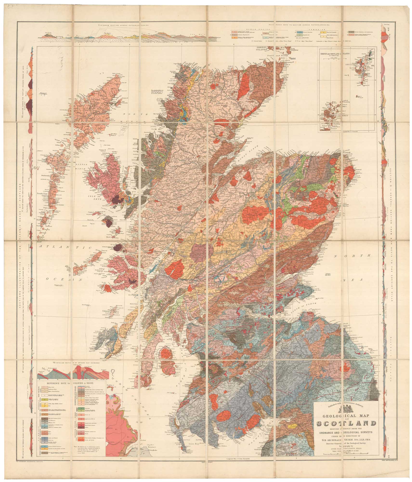 Geological Map of Scotland Reduced Chiefly from the Ordnance and by GEIKIE, Archibald., 1892.