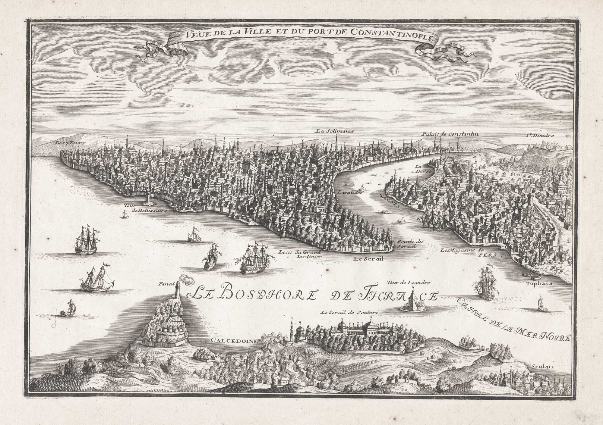 Veue de la Ville et du Port de Constantinople. by FER, Nicolas de., 1700.