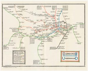 London's UndergrounD. Map of Electric Railways of London. by GILL, Leslie MacDonald., 1922.