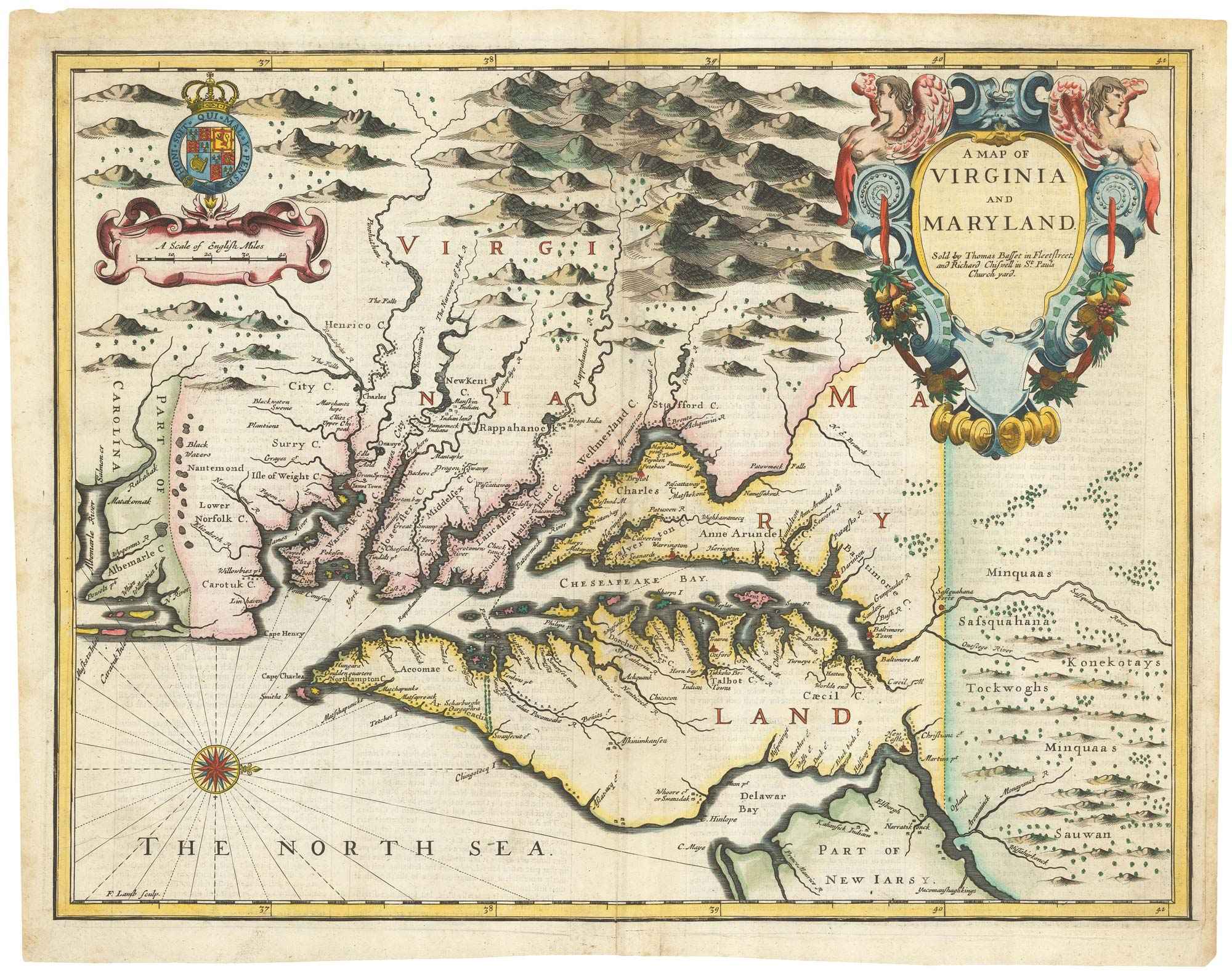 A Map of Virginia and Maryland. by SPEED, John., 1676.