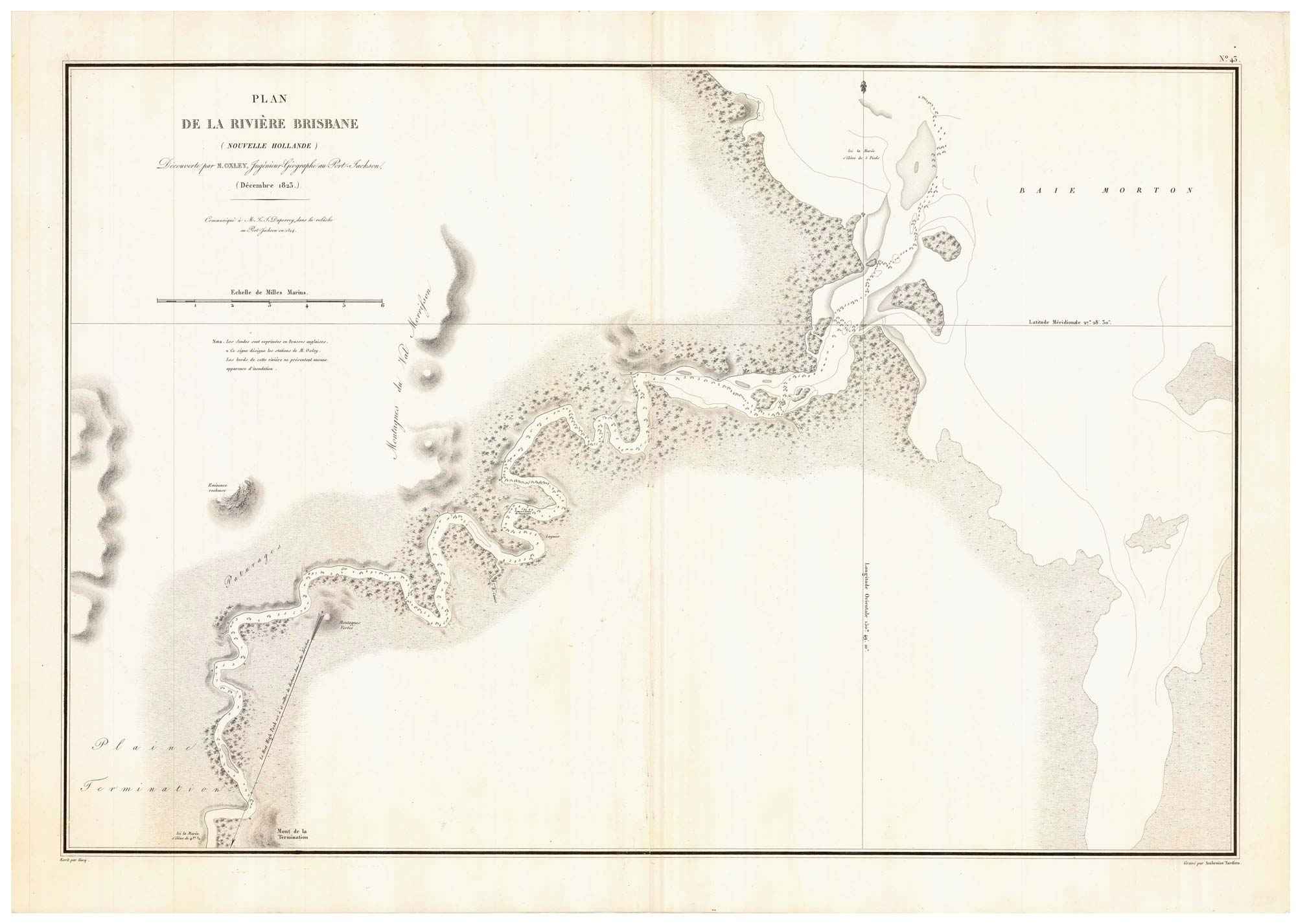 Plan de la Rivière Brisbane (Nouvelle Hollande) Découverte par M. by DUPERREY, Louis-Isidore., 1829.
