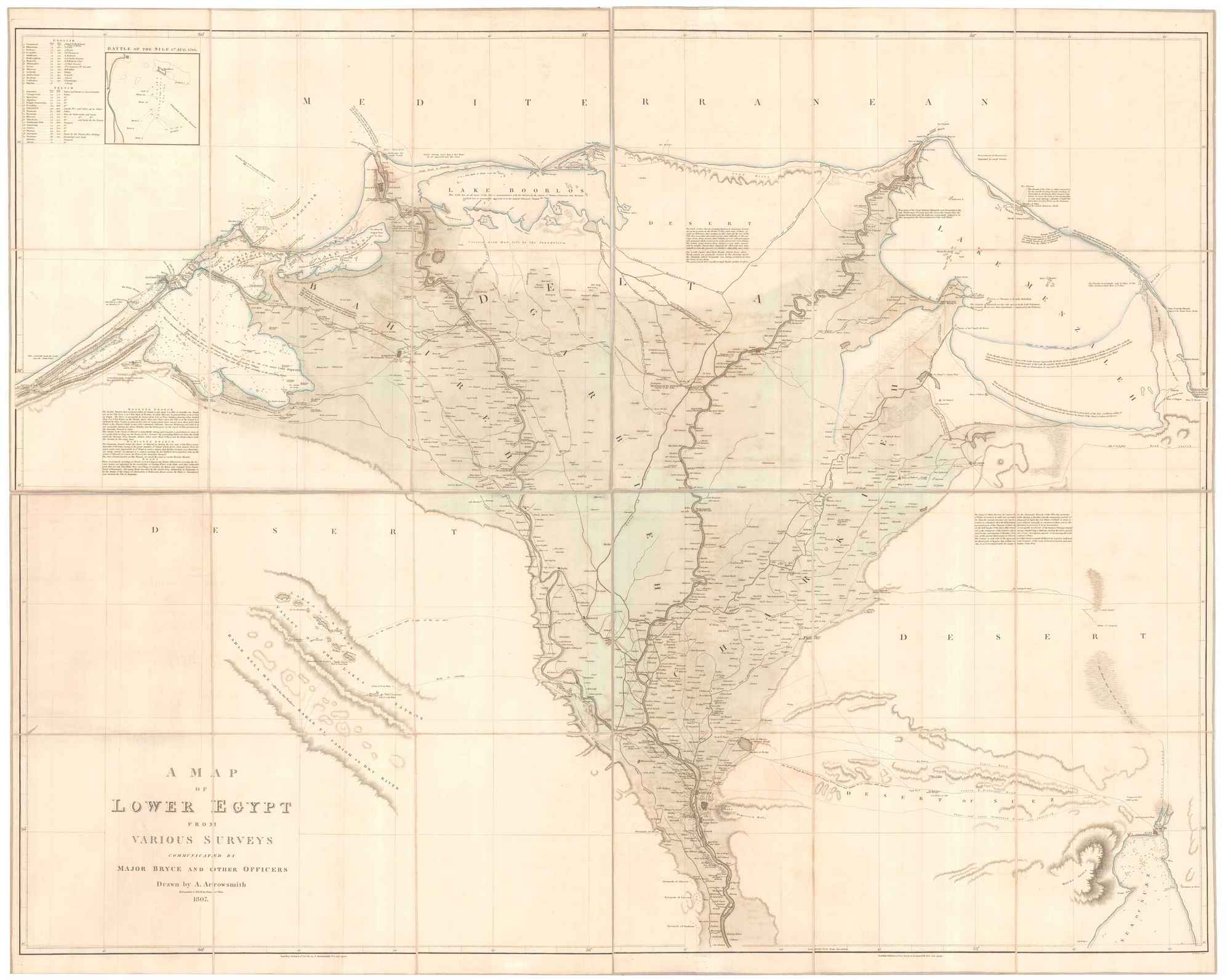 A Map of Lower Egypt from Various Surveys Communicated by by ARROWSMITH, Aaron., 1807.