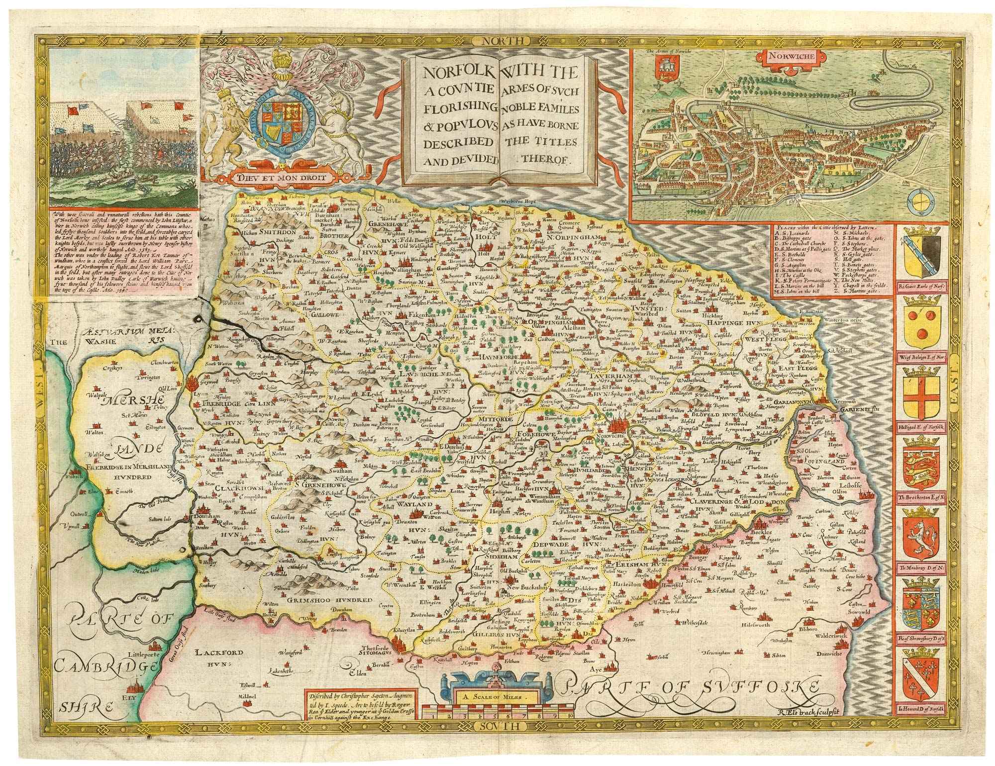 Norfolk A Countie Florishing and Populous Described and Devided with by SPEED, John., 1665.