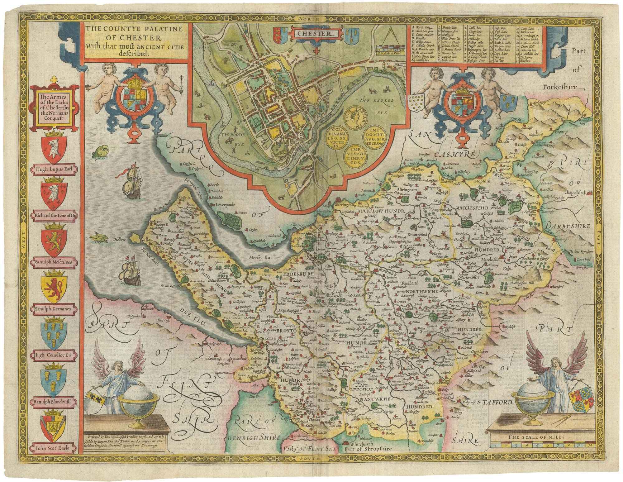 The Countye Palatine of Chester with that most ancient Citie by SPEED, John., 1665.