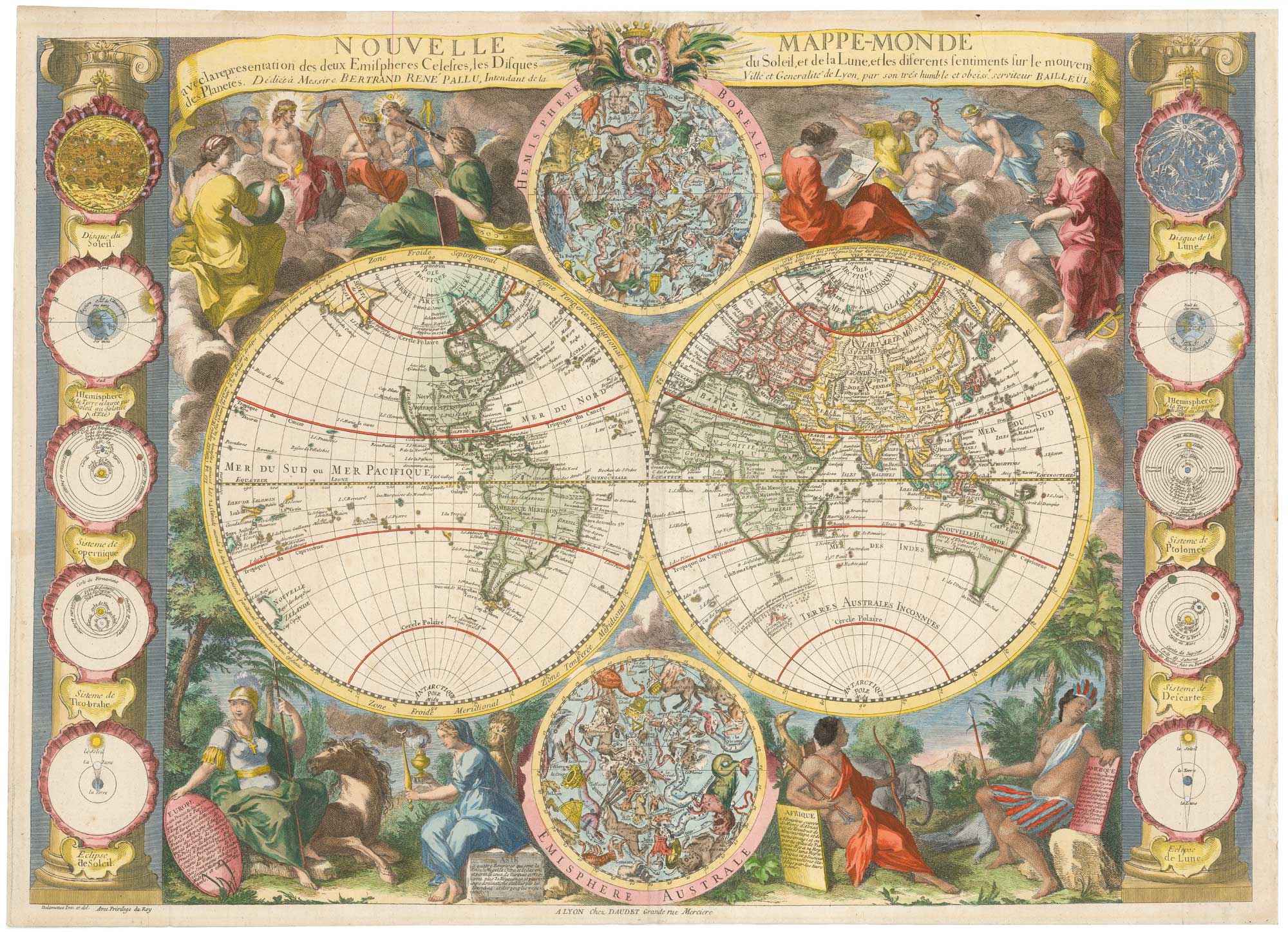 Nouvelle Mappe-Monde avec la représentation des deux Emisphères Celestes, les by BAILLEUL, Nicolas (le Jeune)., 1750.