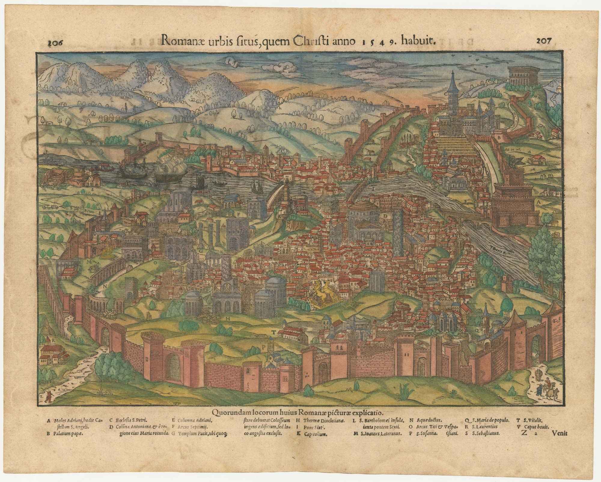 Romanae Urbis situs, quem Christi anno 1549. habuit. by MUNSTER, Sebastian., 1572.