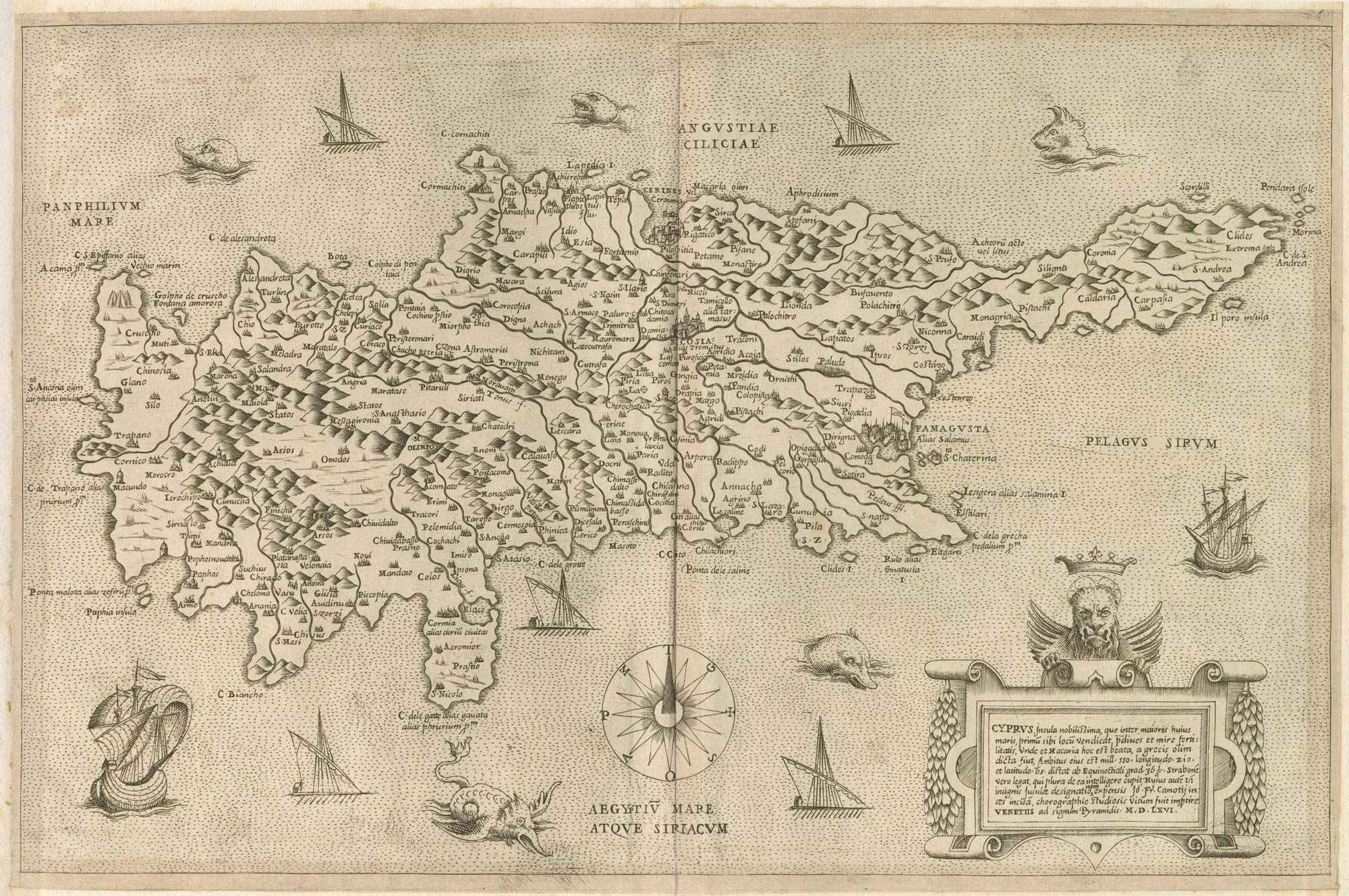 Cipro insula nobilissima, que inter maiores huius maris, primu sibi by CAMOCIO, Giovanni Francesco., 1566.