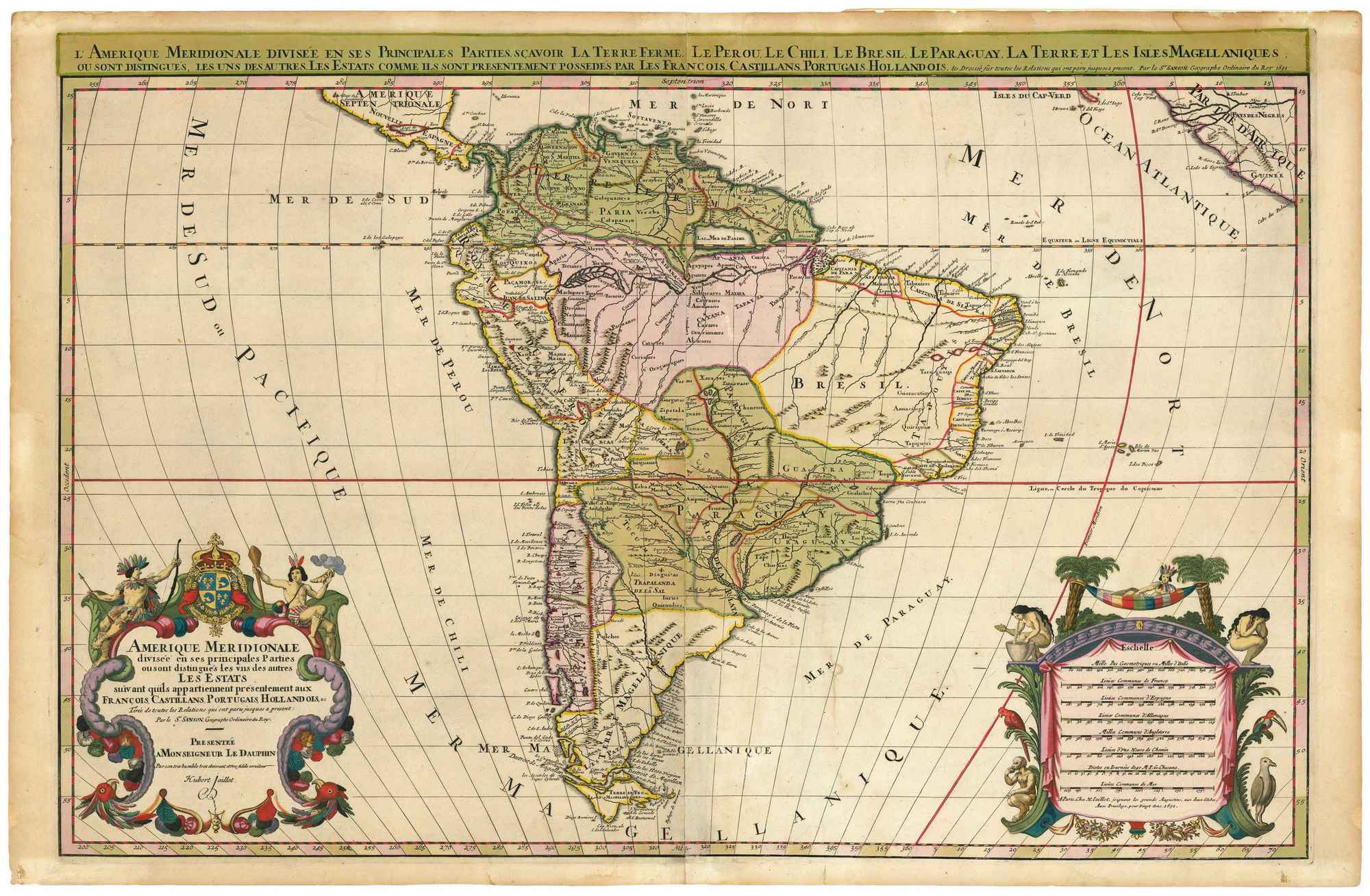 Amerique Meridionale divisée en ses principales Parties ou sont distingués by JAILLOT, Alexis-Hubert., 1691.