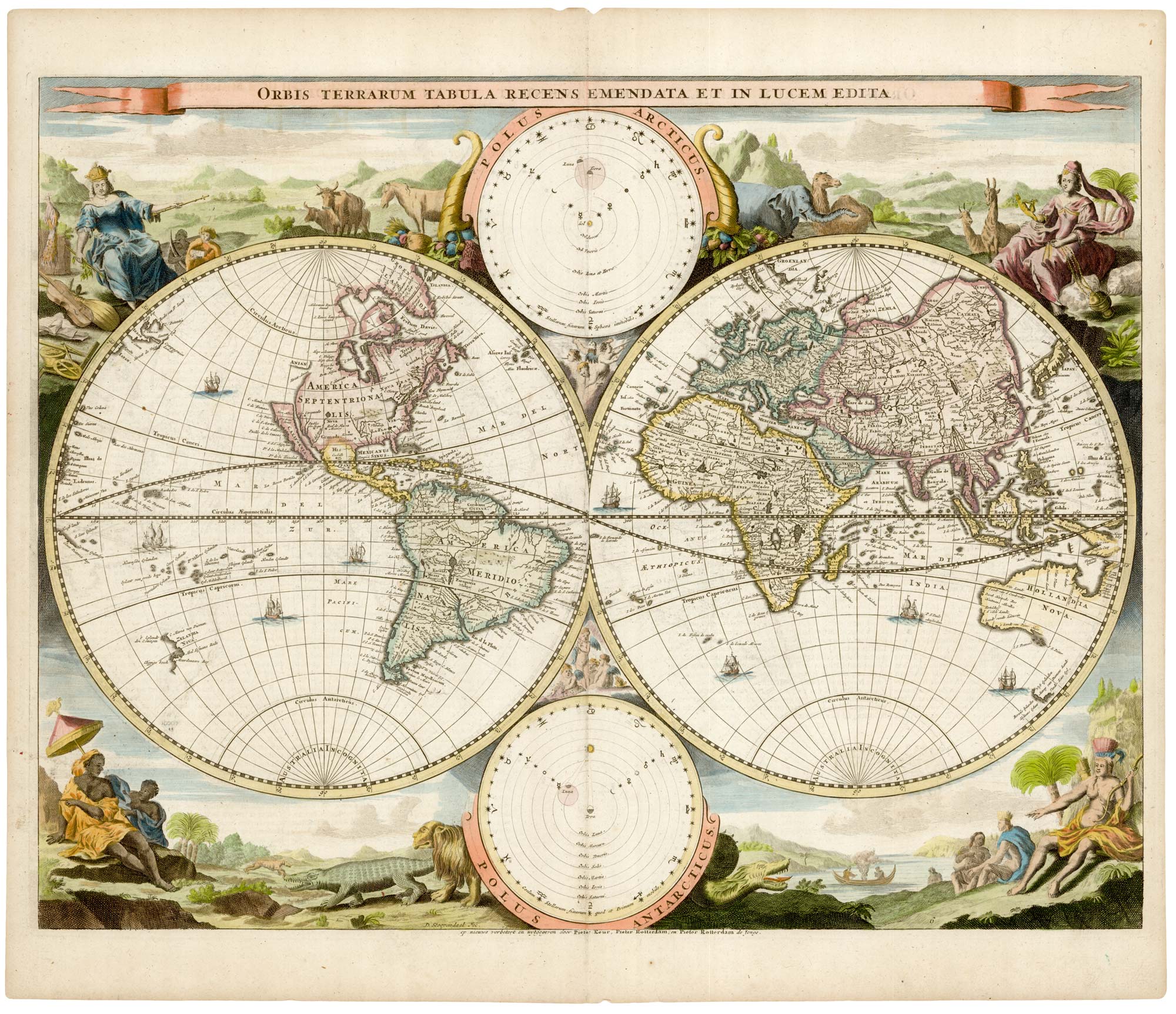 Orbis Terrarum Tabula Recens Emendata et in Lucem edita. by STOOPENDAAL, Daniel., 1680.