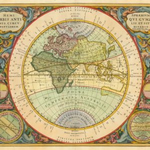 Hemisphaerium Orbis Antiqui cum Zonis, Circulis, et Situ Populorum Diverso. by CELLARIUS, Andreas., 1660.